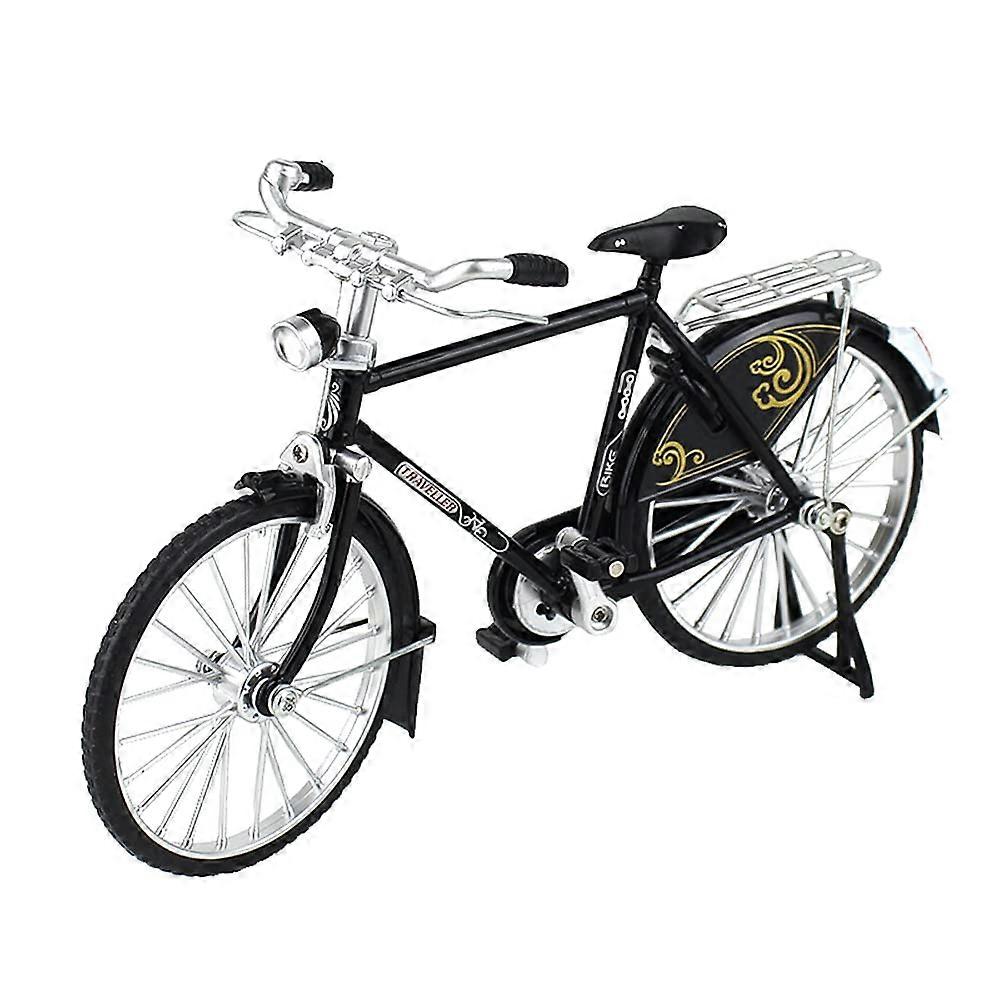 Alloy Mini Retro Style Classical Bike Toy, Diecast Retro Finger Bike Model for Collections (Black)
