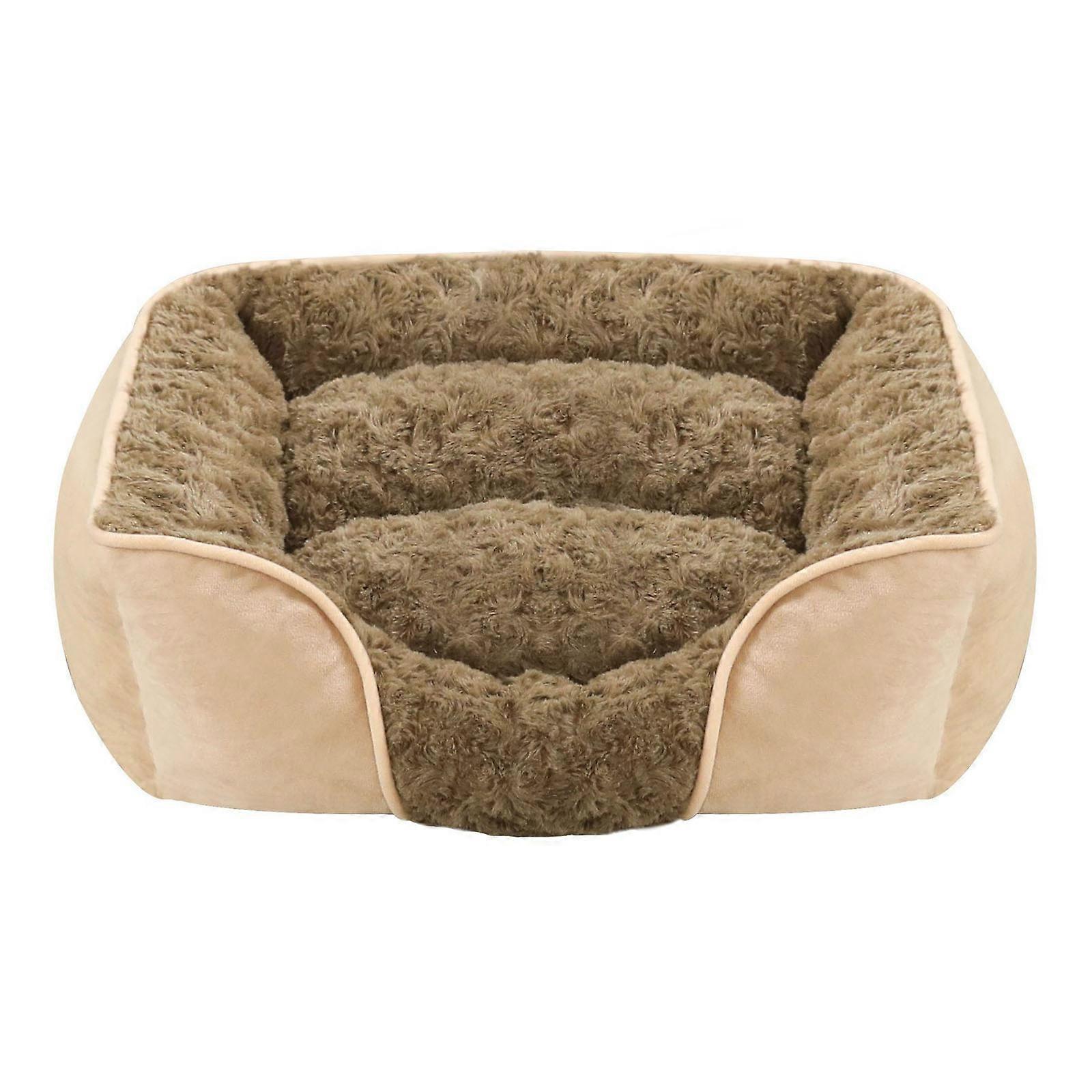 Creative Pet Bed Detachable Cushion Nest for Dogs and Cats Soft Plush Comfortable Sofa Multiple Size and Colors Khaki S