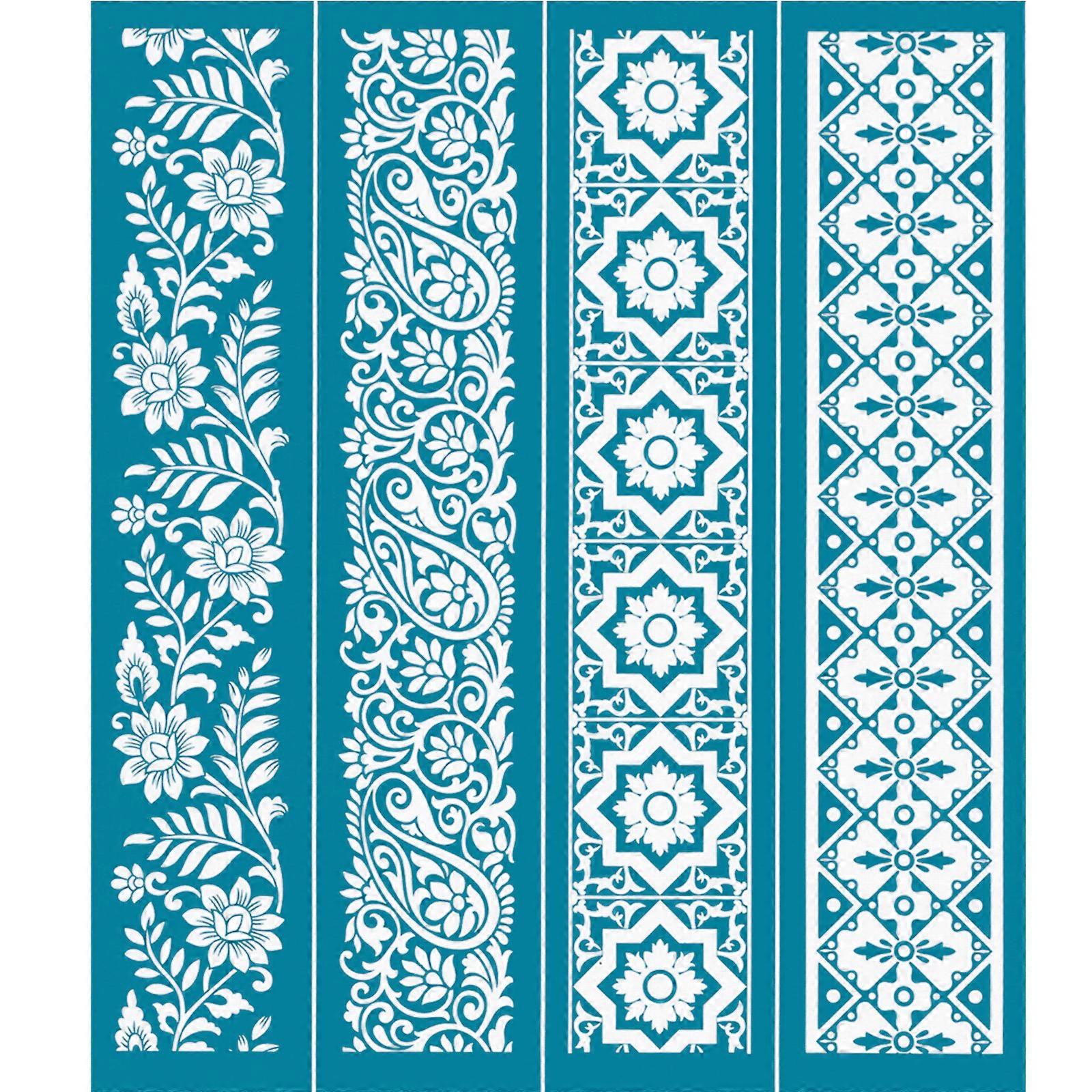 Flowers Vine Self-Adhesive Silk Screen Printing Stencil Mesh Transfers for DIY