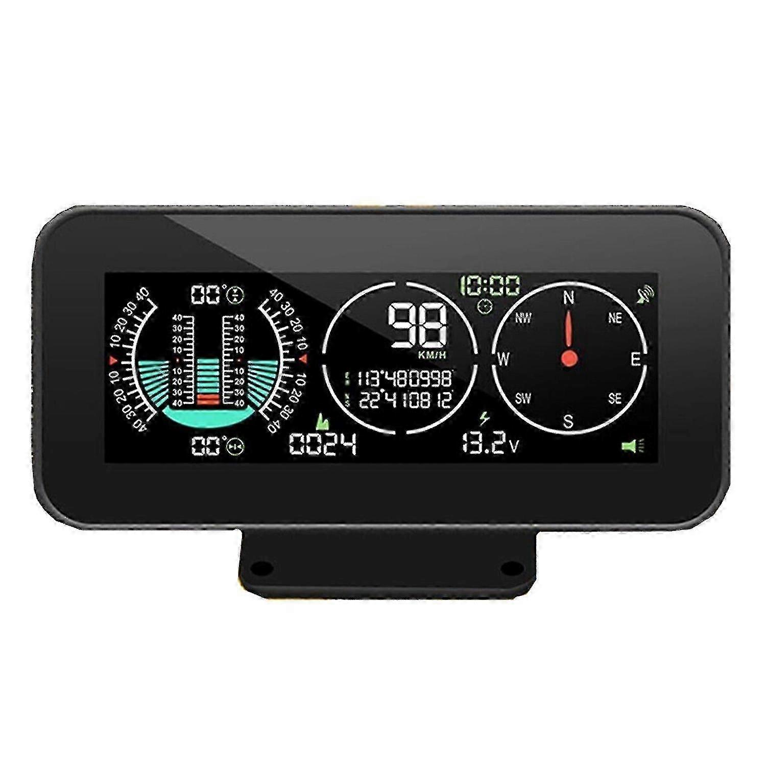 2-in-1 GPS HUD Car Display & Inclinometer | Speedometer, Compass, Voltage & Slope Sensor | Plug & Pl