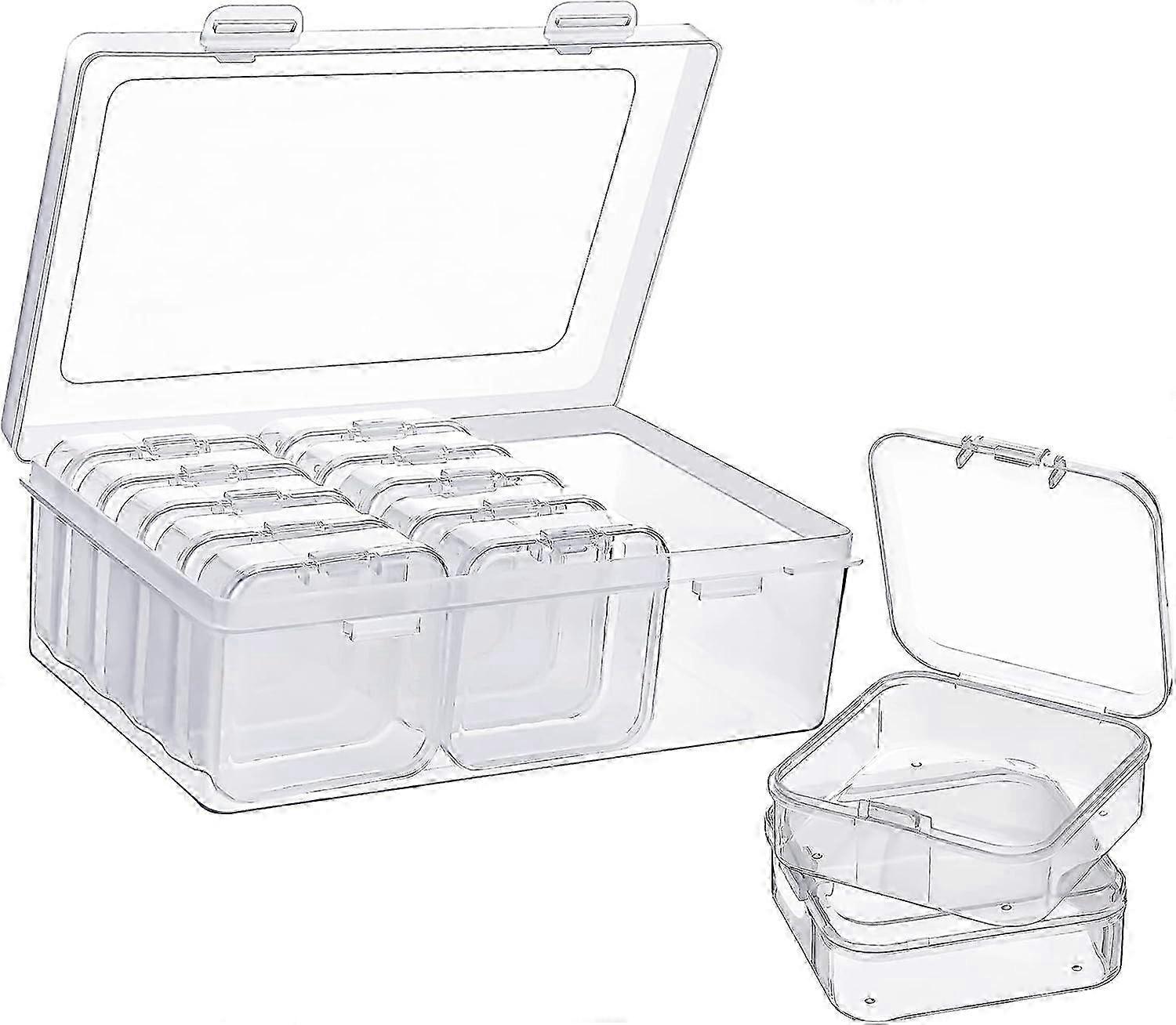 12 Pieces Small Clear Plastic Beads Storage Container and Organizer Transparent Boxes with Hinged Lid for Organizing Small Items, Jewelry, a