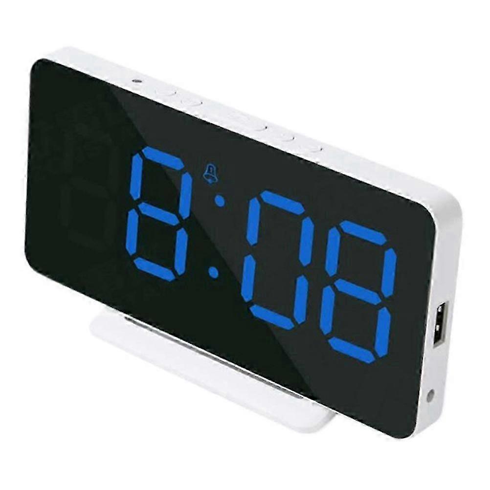 Adjustable Electronic Alarm Clock with LED Display and Mirror Function for Bedside Use