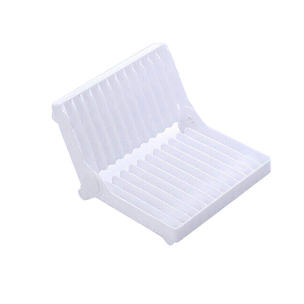 Folding Plastic Dish Rack Drying Rack Holder Utensil Drainer (White)