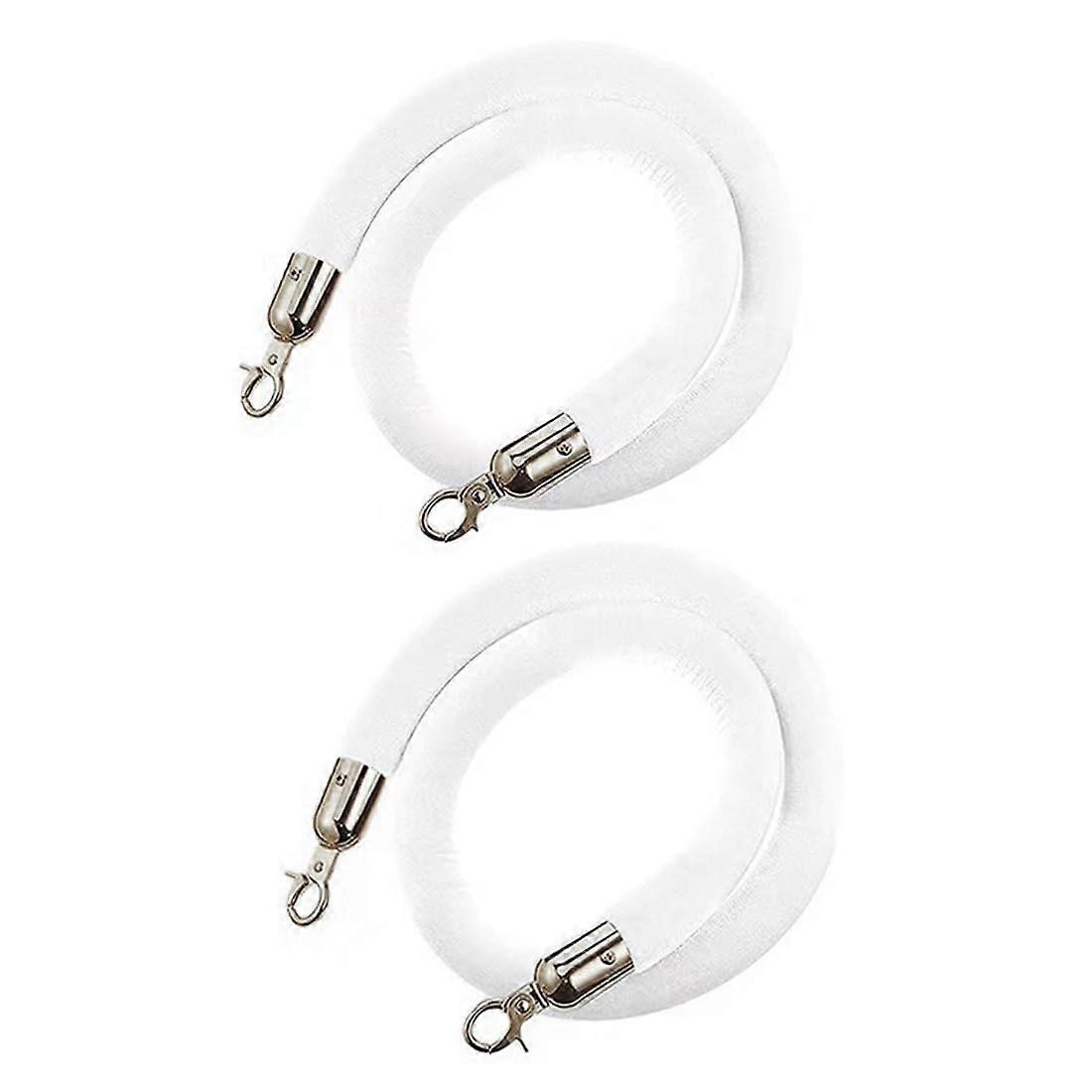 Rope Barrier Stanchion Rope 6ft White with Polished Gold Hooks for Event Mass Control Safety Barrier