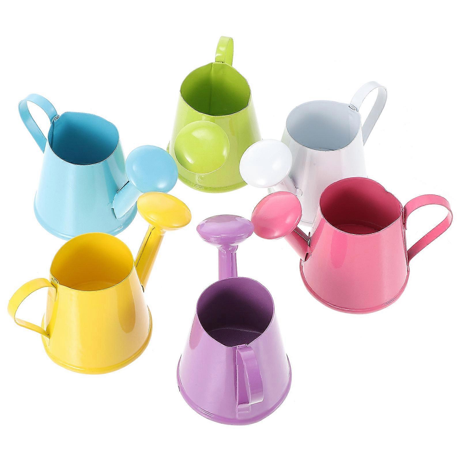 6Pcs Mini Simulated Kettle Ornaments with Mixed Color Mini Kettle Decorations