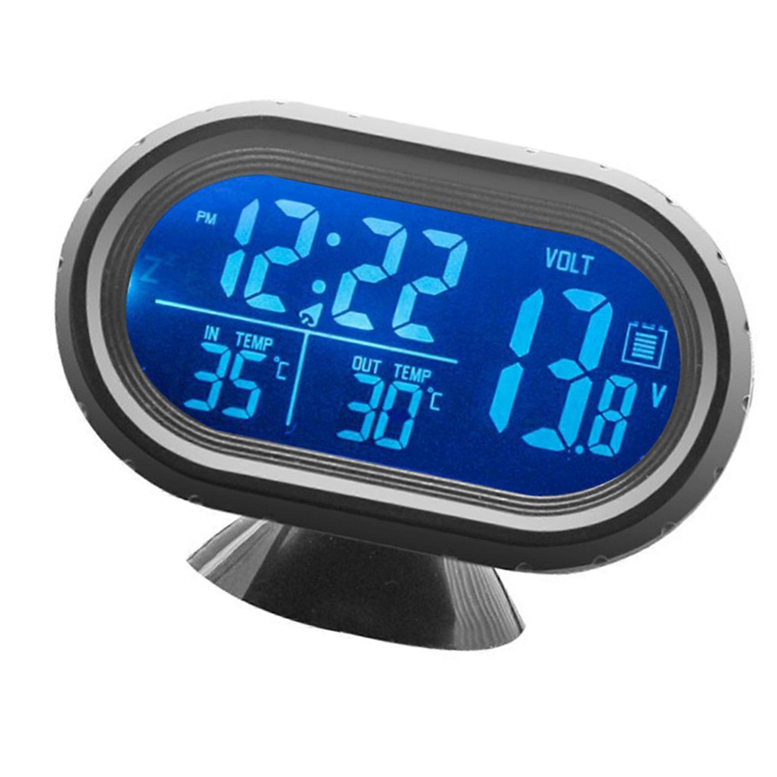 Car Clock Thermometer Voltmeter Gauge 3 in 1 Clock Thermometer Voltmeter