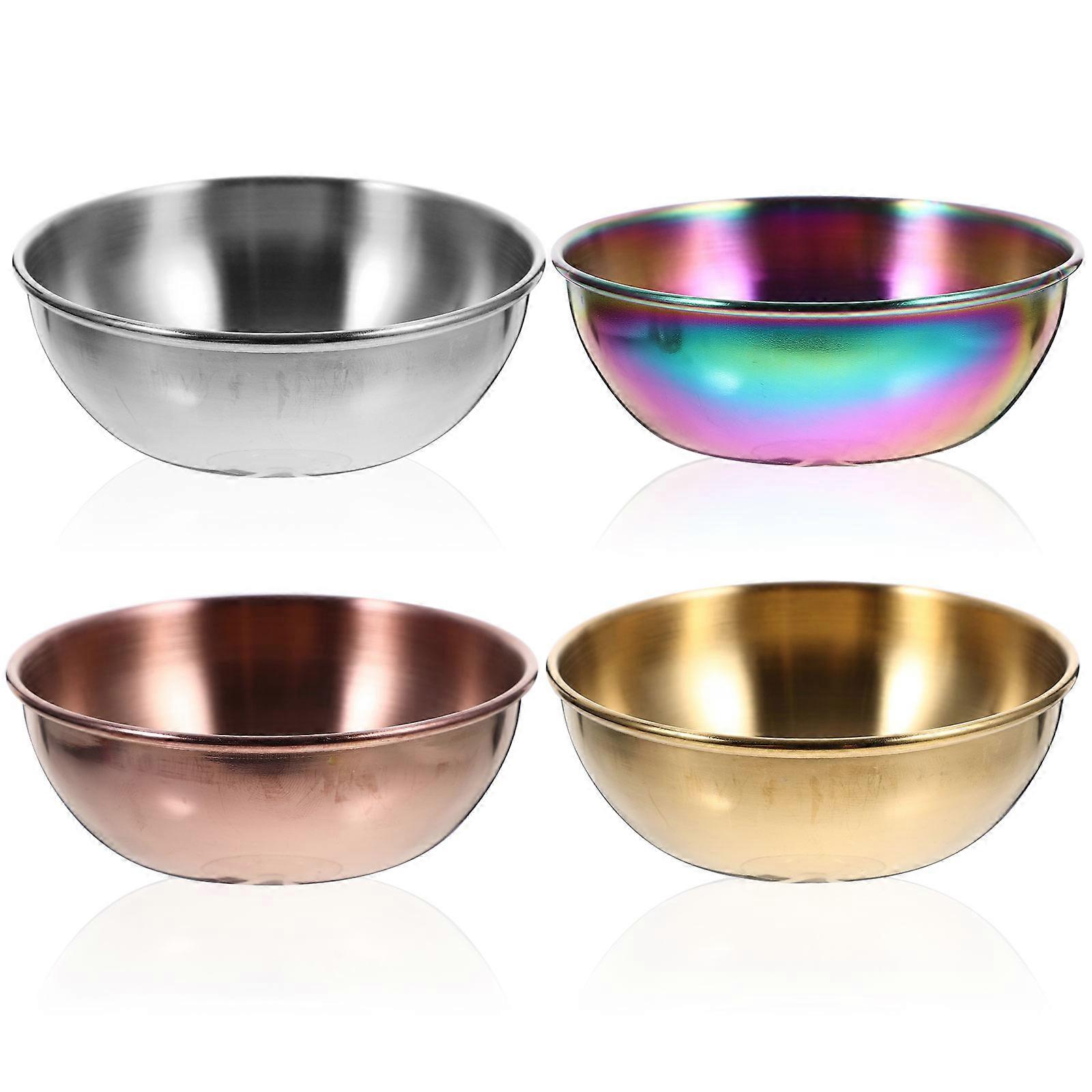 4pcs Stainless Steel Seasoning Dishes for Dipping Sauces, Appetizers & Condiments – Versatile Set for Home, Restaurant & Catering Use – Includes Rose