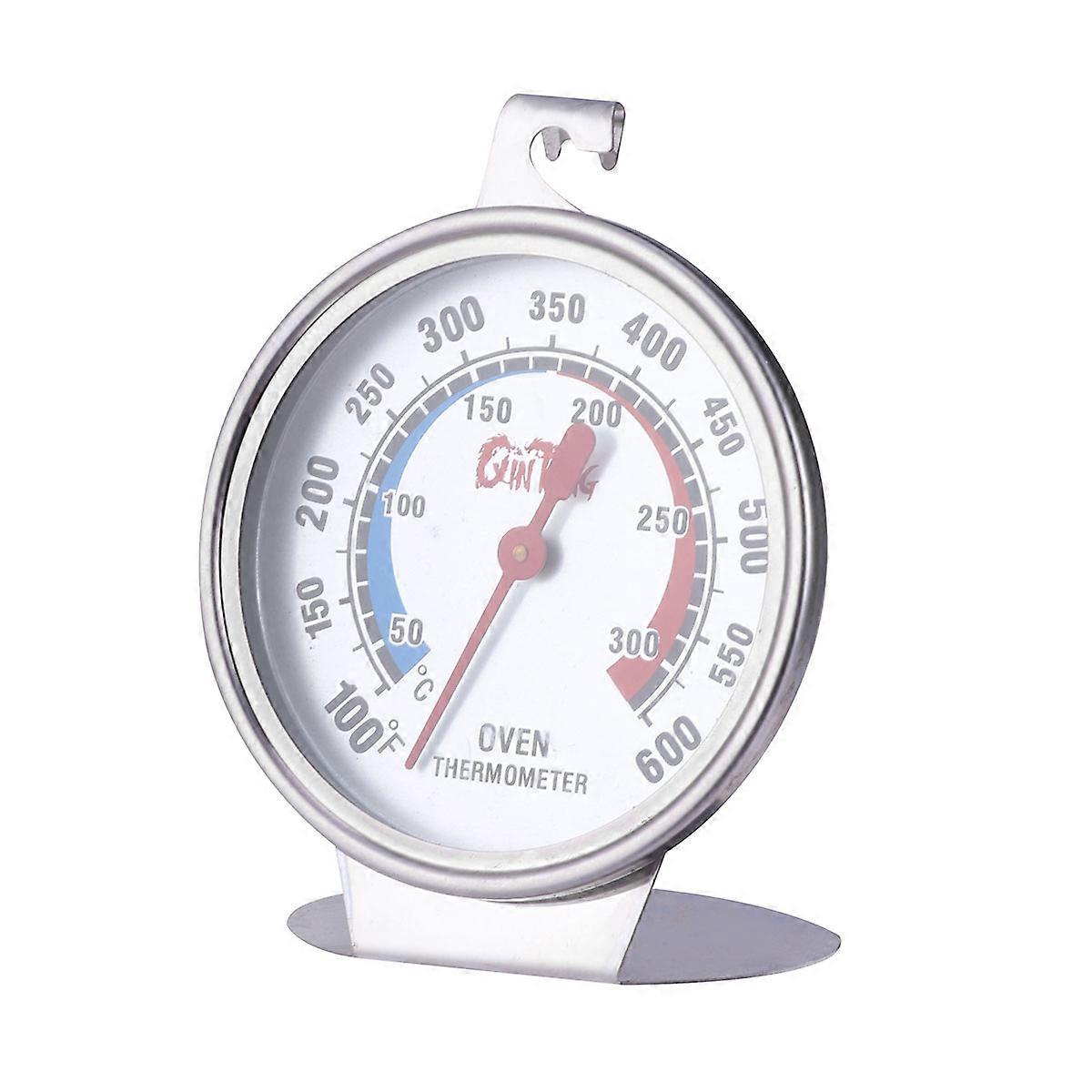 Instant Read Oven Monitoring Thermometer Dual Dial Stainless Steel for Commercial Use 7 x 7 x 9 Cm 1Pack