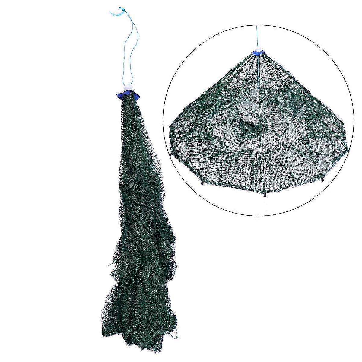 Compact Foldable Umbrella Crab Trap Fishing Net with Mesh Cage for River and Lake Use – Shrimp and Lobster Catching Equipment