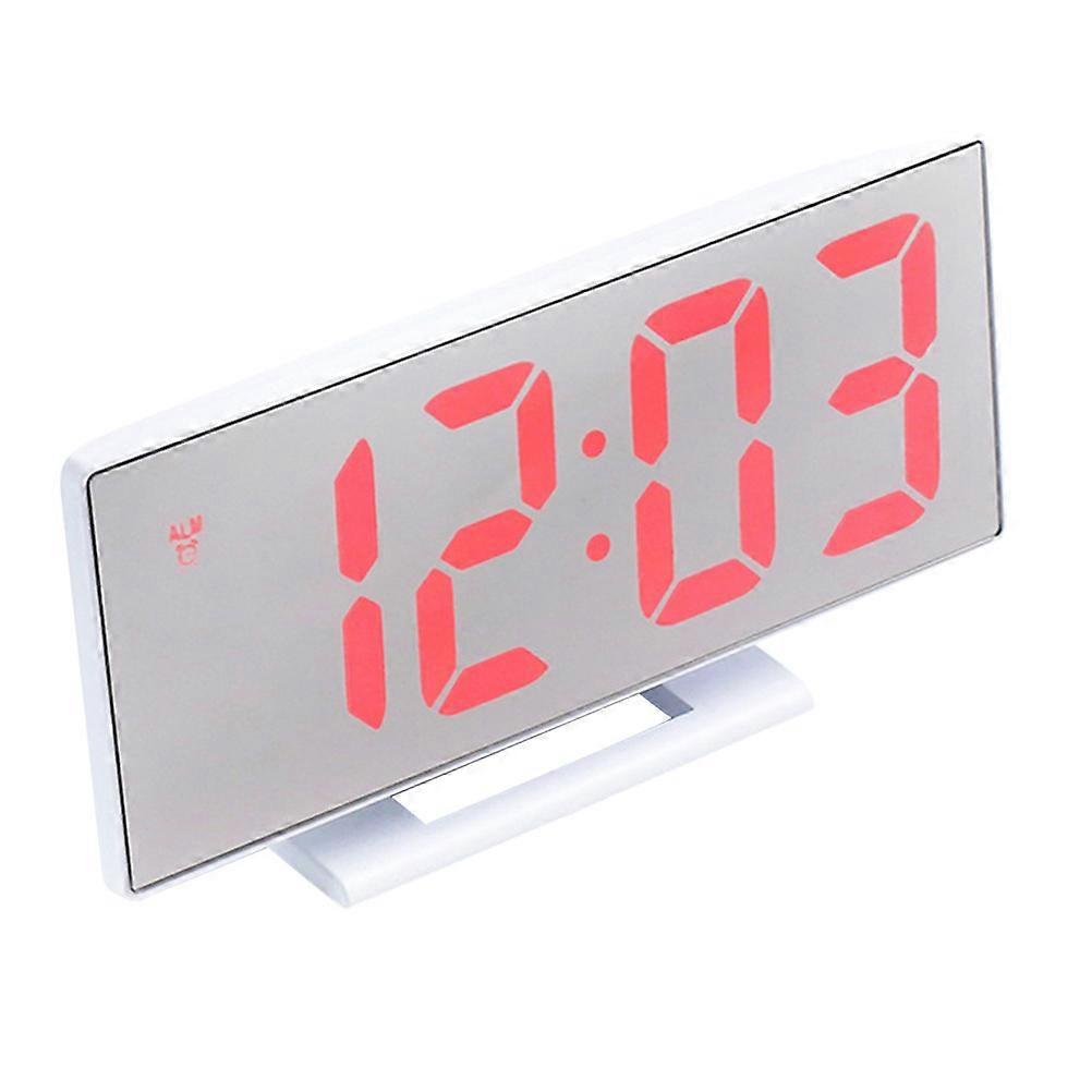 Bedside Clock Creative Led Digital Alarm Low Light Adaptation Protection Modern Mirror Design Slim Rectangular 1Pcs