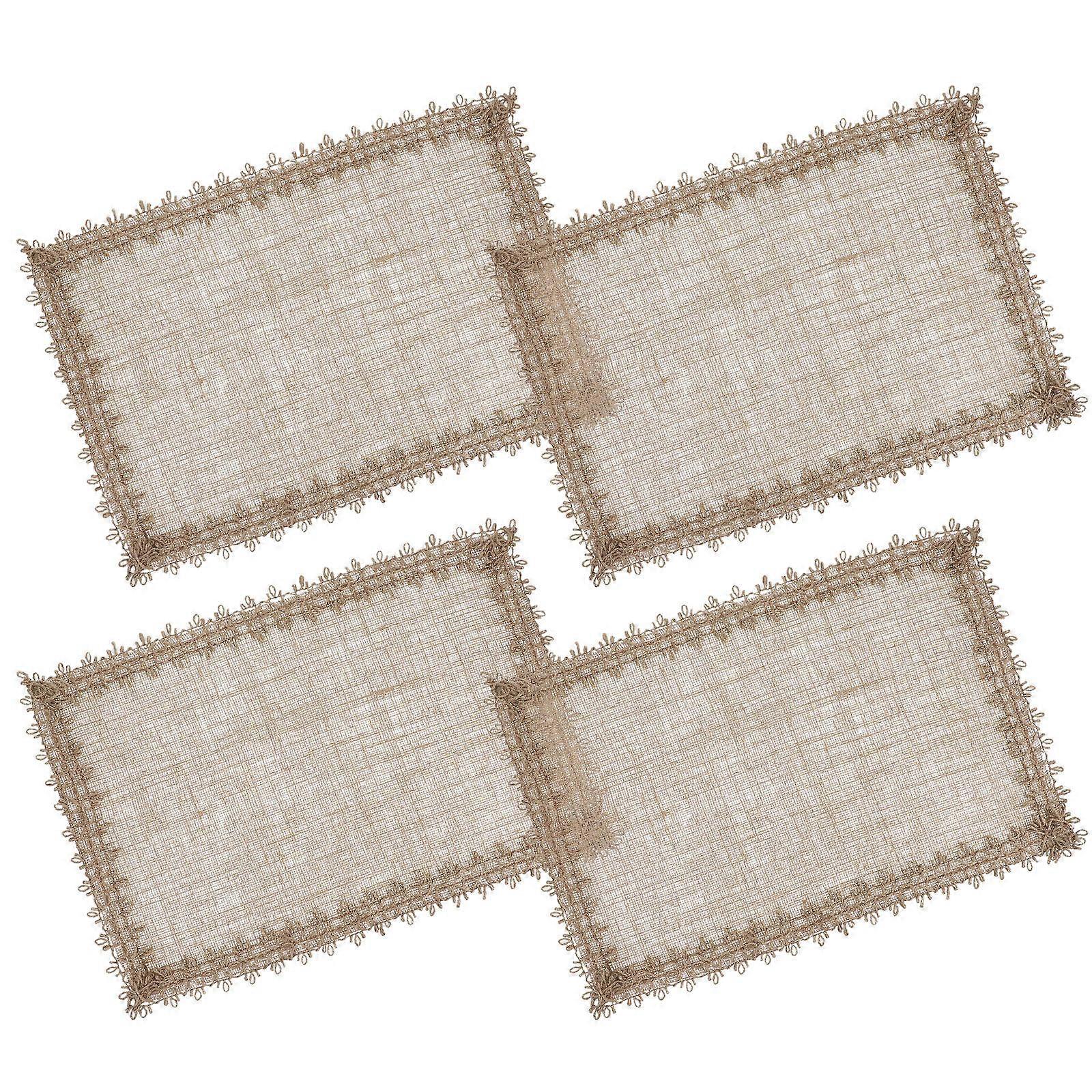Rustic Placemats Jute Material Rectangular Shape Farmhouse Style For Thanksgiving Table Decorations 4 Pcs