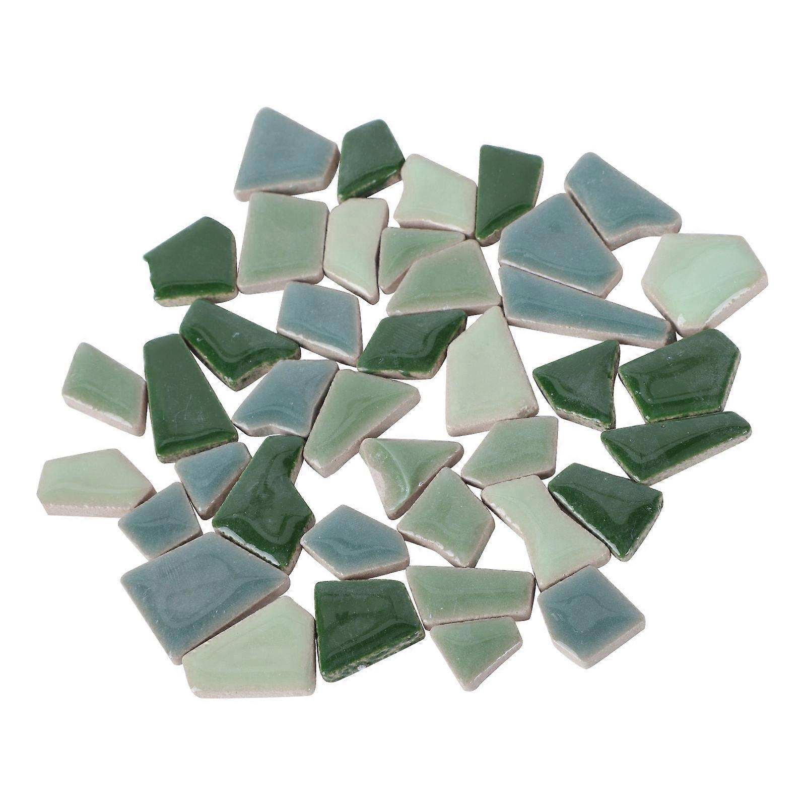 Bright Green Ceramic Mosaic Tiles for DIY Decoration 500g Irregular Sized
