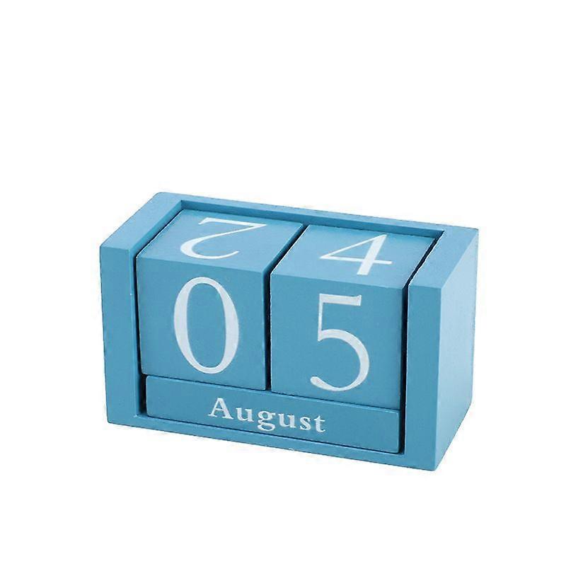Wooden Calendar Desk Block, Classic Desktop Time Shabby Chic Country Cube Wooden Perpetual Calendar Block Vintage Month Date Display (Black)