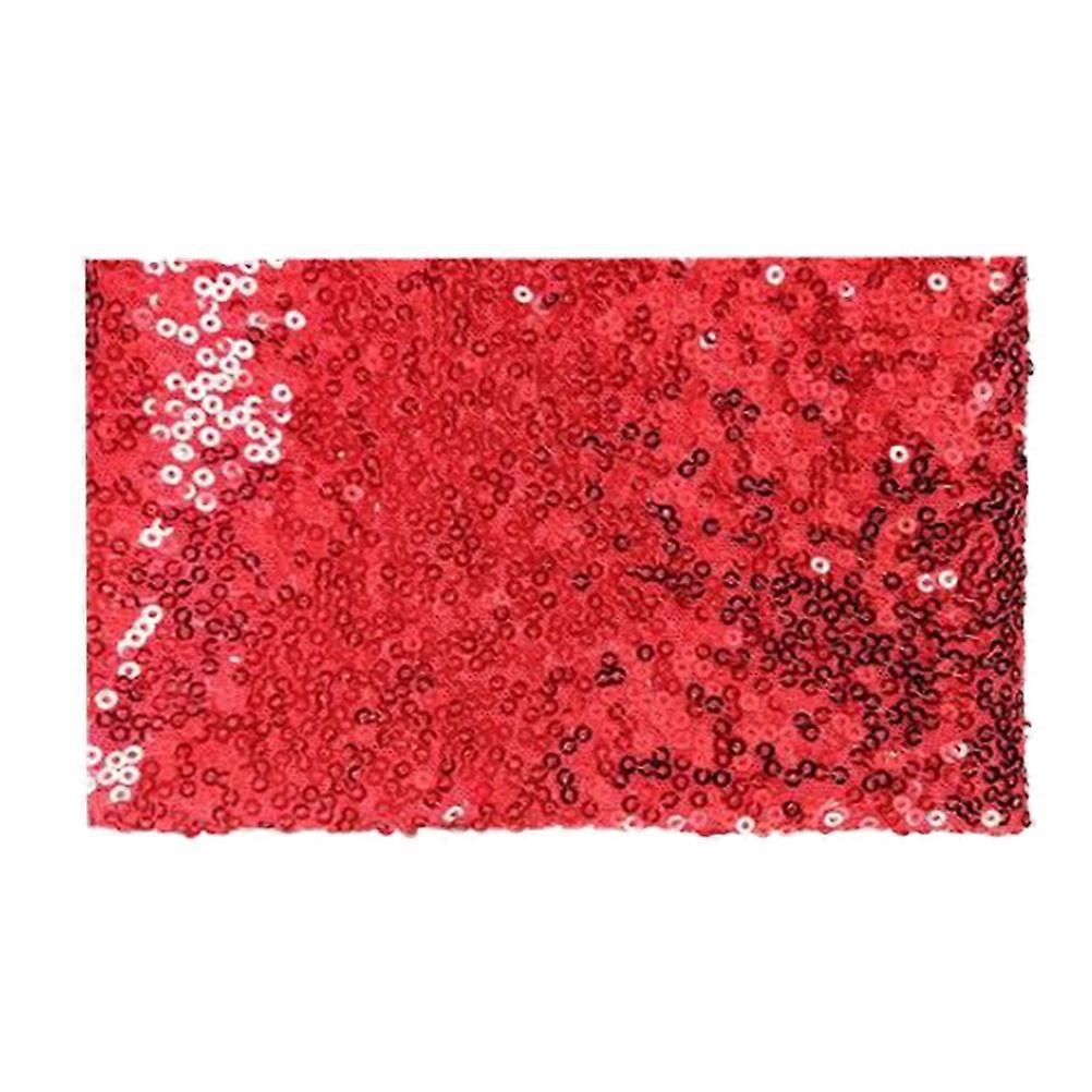 Shiny Sequin Fabric Red Material for Making Costumes Tablecloth Table Runner Dress 135x100cm 1Pack
