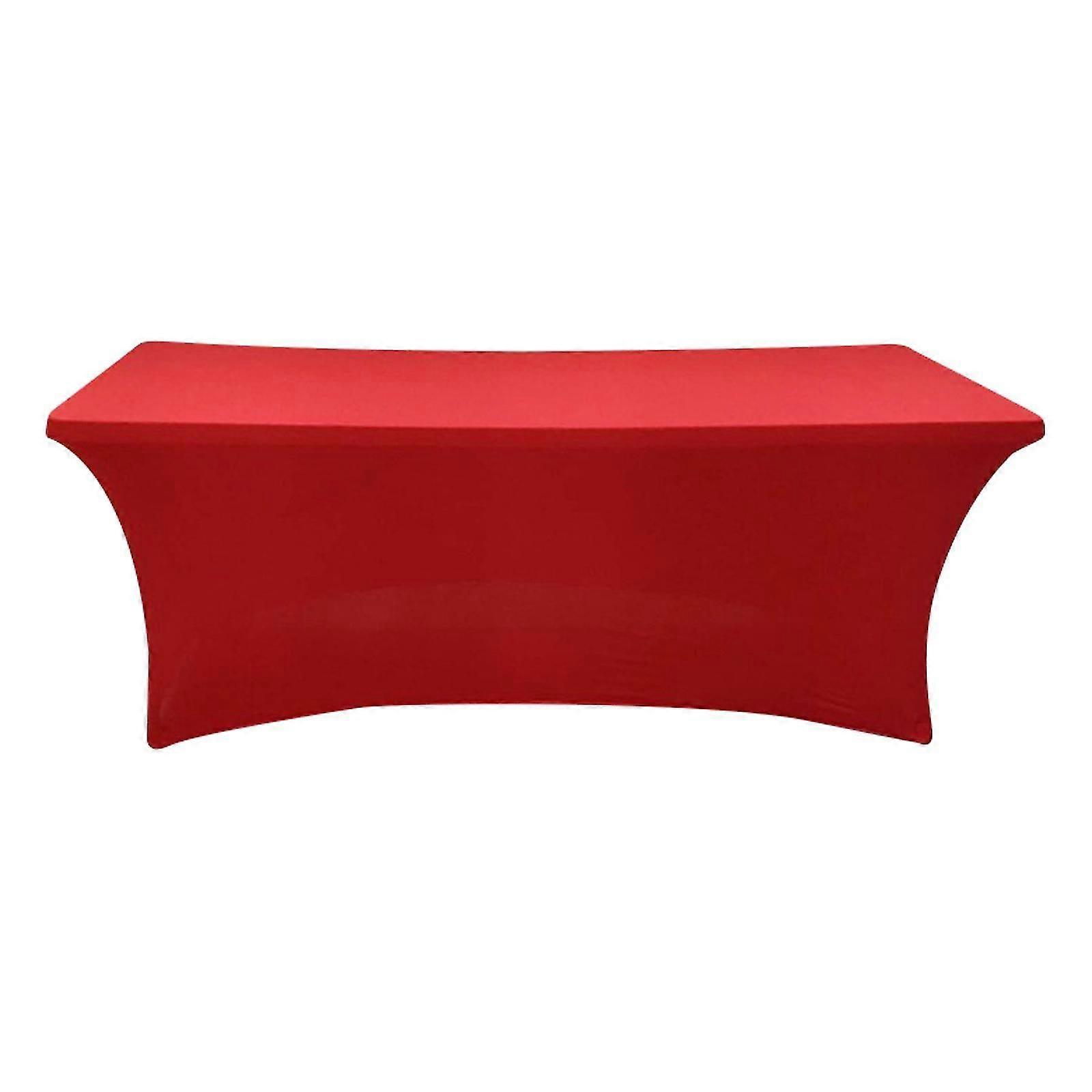 6ft Spandex Fitted Stretch Tablecloth Tight Fit Table Cover Red
