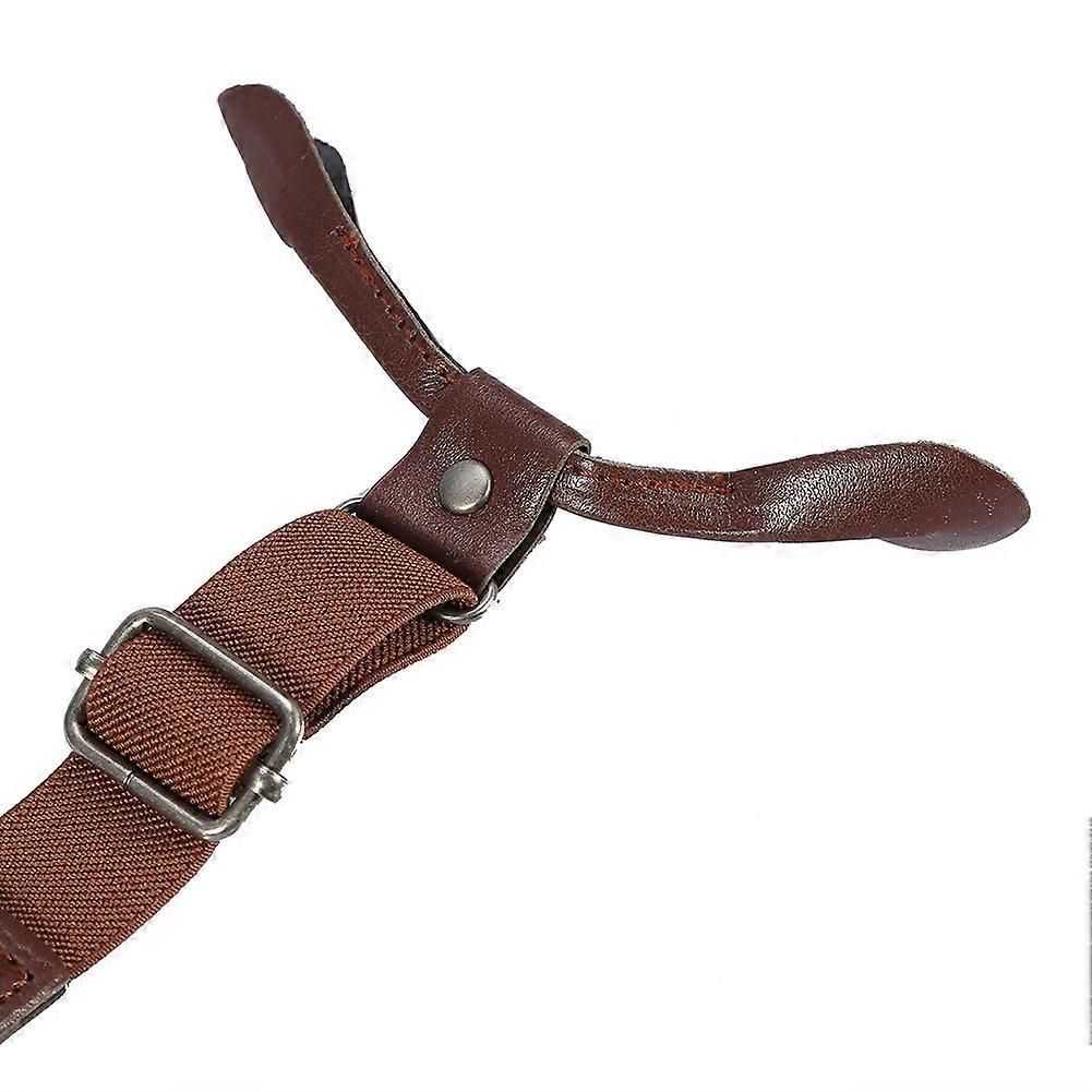 Adjustable Elastic Button Buckle Suspenders Braces 80-105cm Brown