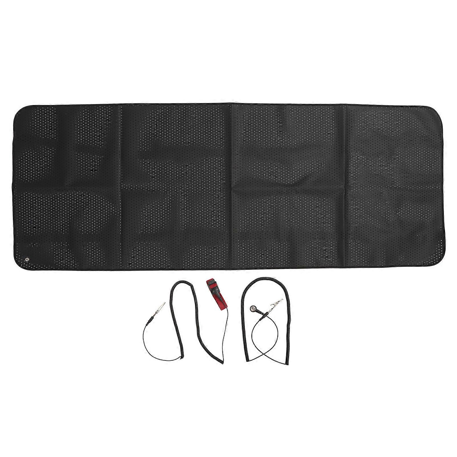 Breathable Grounding Mat with Hole for Anxiety Relief and Improve Digestion. Meditation Mat with 5m Cable for Sleeping, Black.