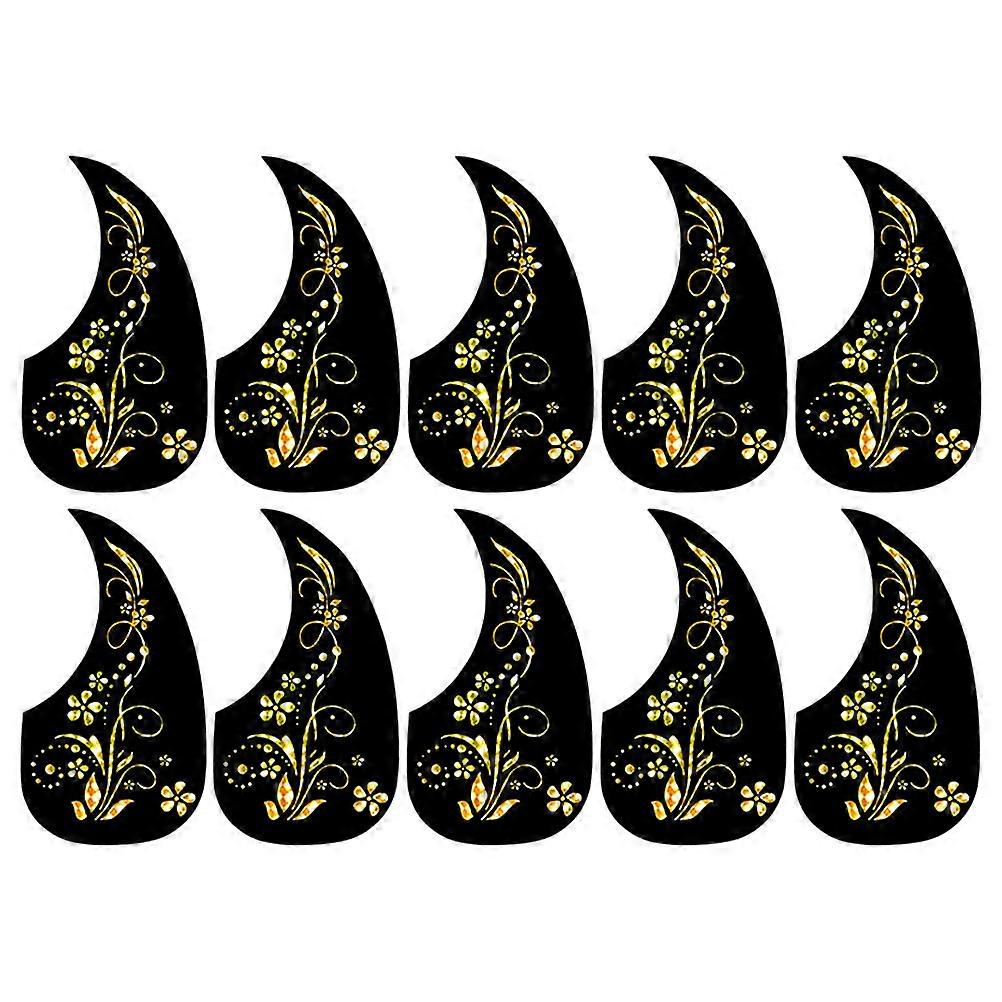 Pickguard Acoustic Guitar Pickguard Replacement 40 Inch Black Gold Scratch-Resistant Protective Drop Shape 10Pack