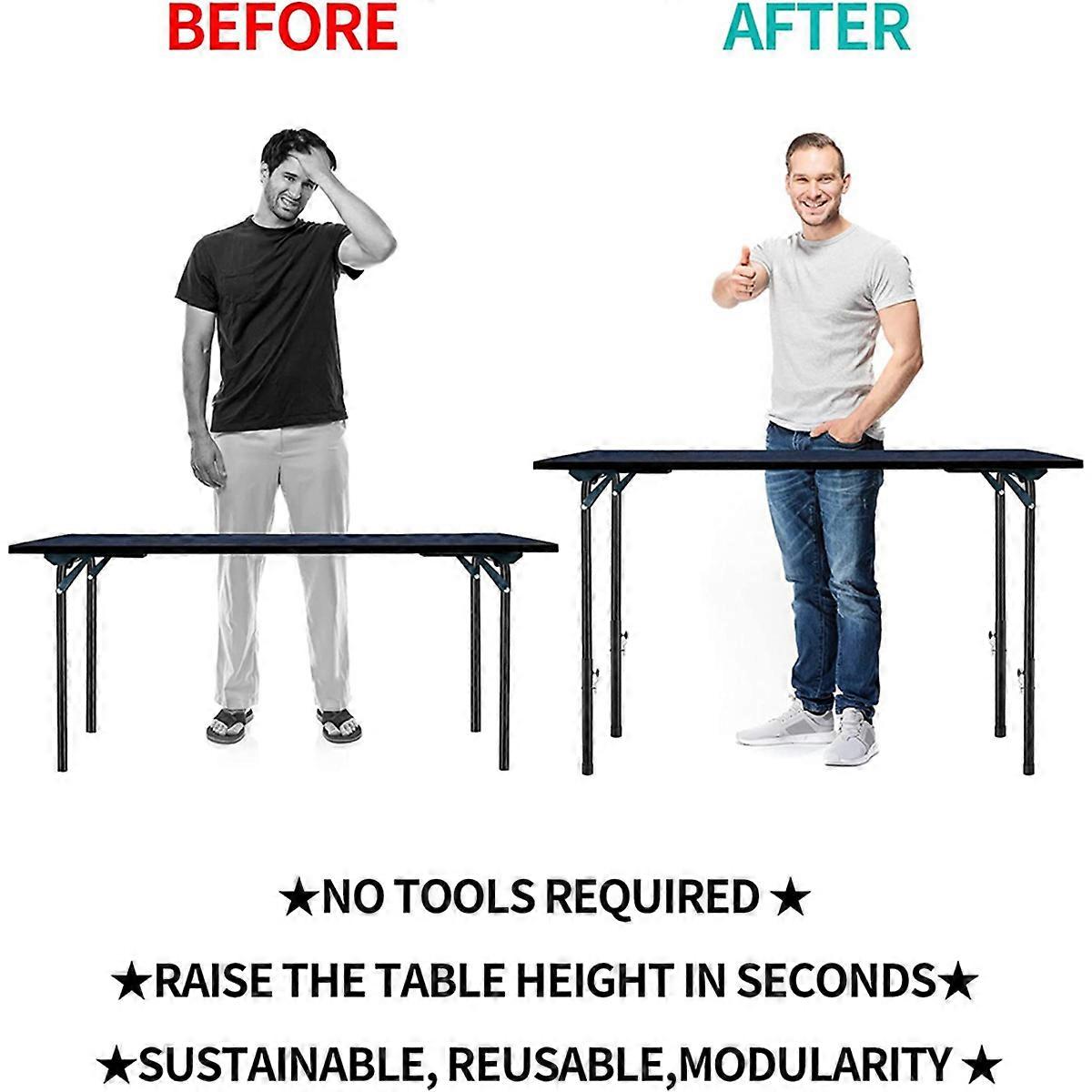 Table for Folding Straight/Bent Leg, Heights Adjustable Risers - 4PCS