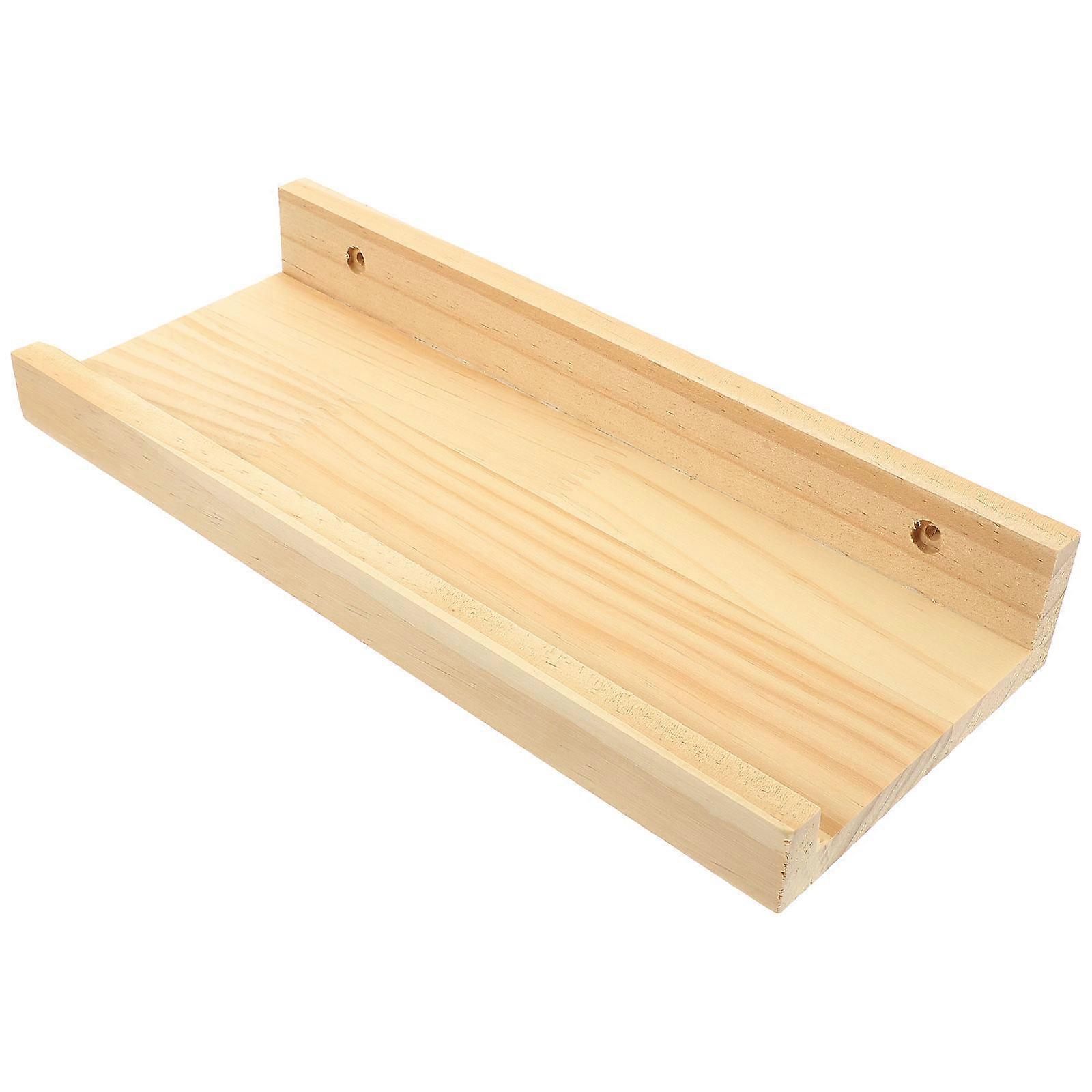 Wall-Mounted Floating Shelf Pine Wood Rectangular Minimalist Style For Bedroom 29.20X12.00X4.20CM 1Set
