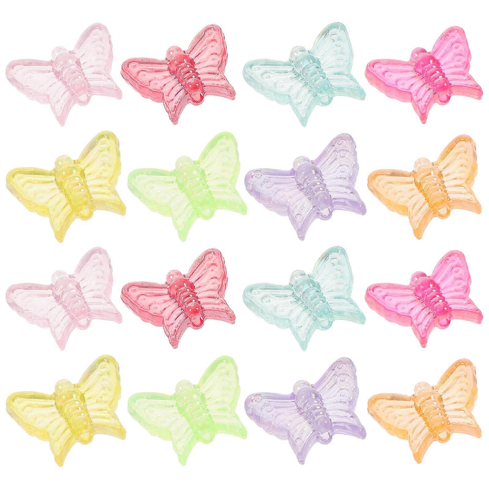 Assorted Color Resin Butterflies Shaped Beads Diy Crafts Jewelry Making 1.6X1.4cm 20Pcs