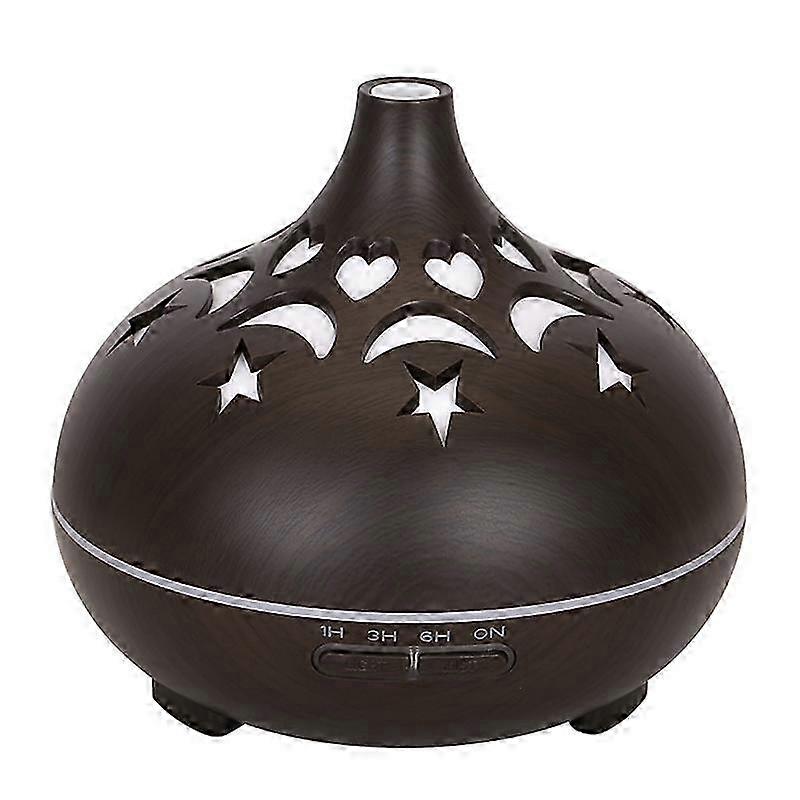 Type H 500ml Wood Grain Hollow Mist Humidifier Remote Control Essential Oil Diffuser Suitable for Home