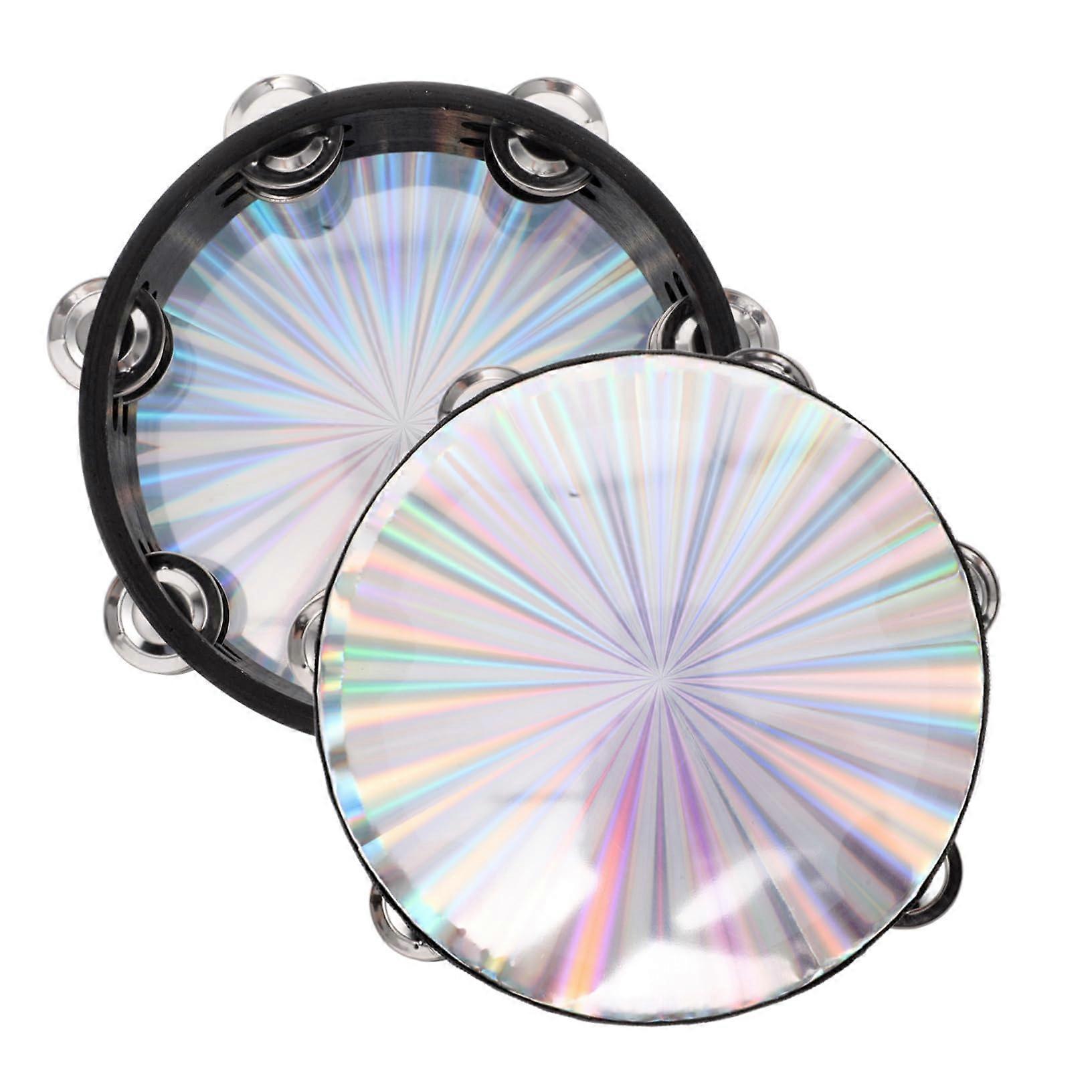 2 pieces handheld tambourine with rows for adults, for music performances and dance shows, handheld percussion instrument