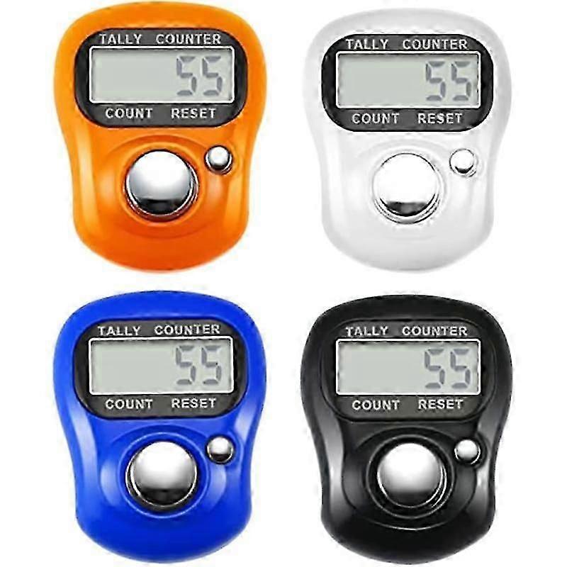 4 Pieces Electronic Lap Counter 5 Digit Resettable Finger Counter for Sports Events and Training with Easy Reset Function