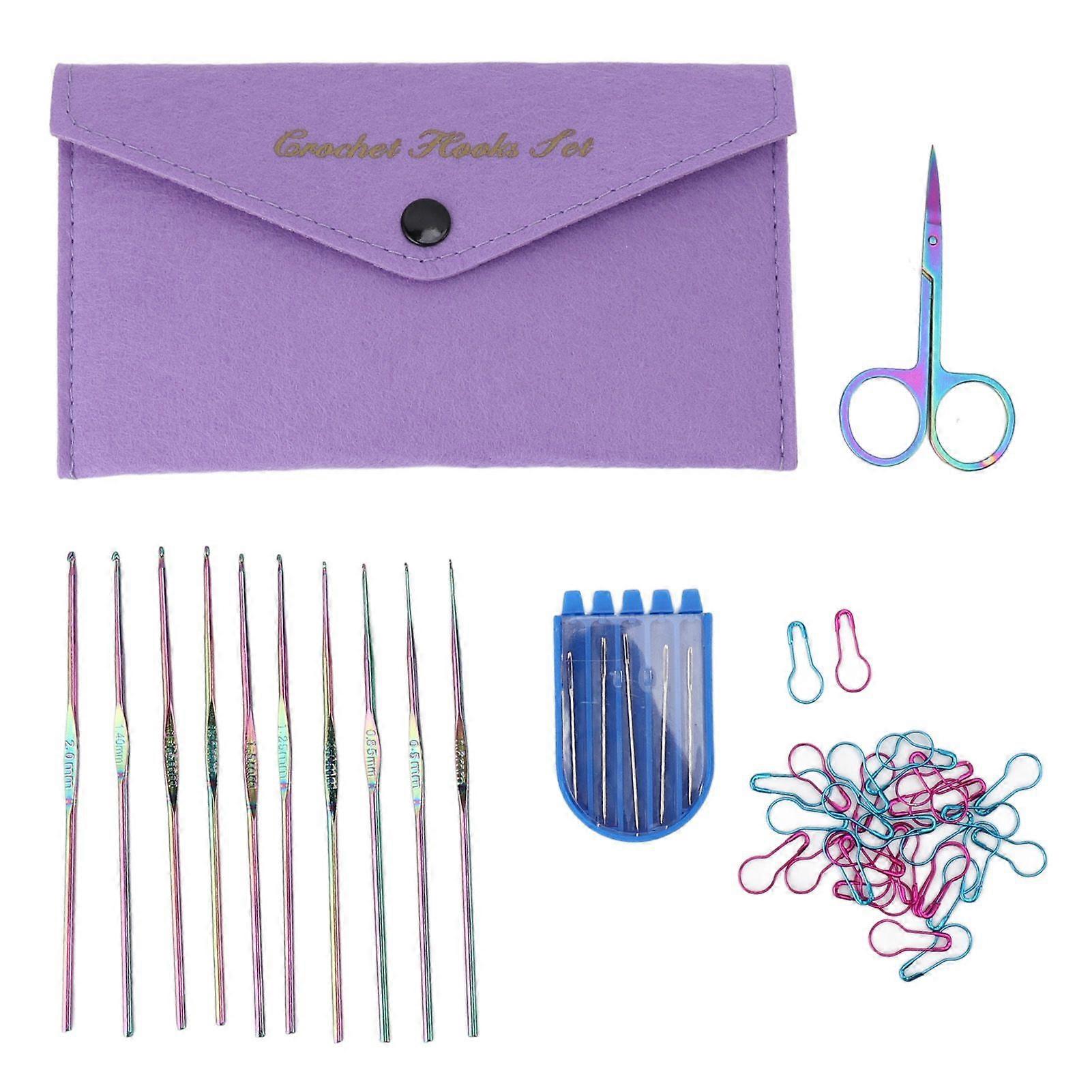 2025 Latest Model 10Pcs Crochet Hooks 5Pcs Yarn Needles 1Pcs Scissors 1 Bag