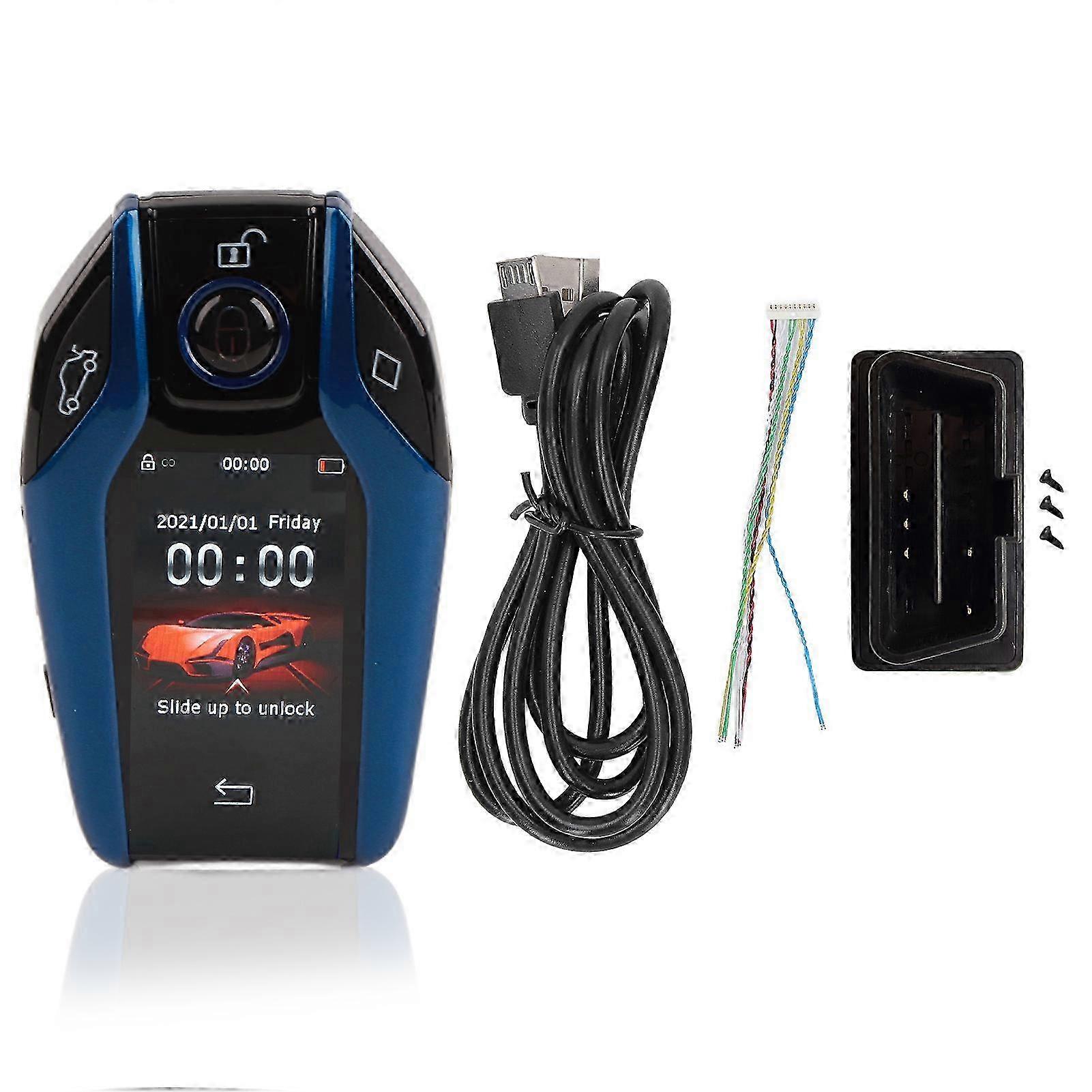 Smart Key Remote Keyless Entry with LCD Touch Screen for All Push Button Start Models - Blue