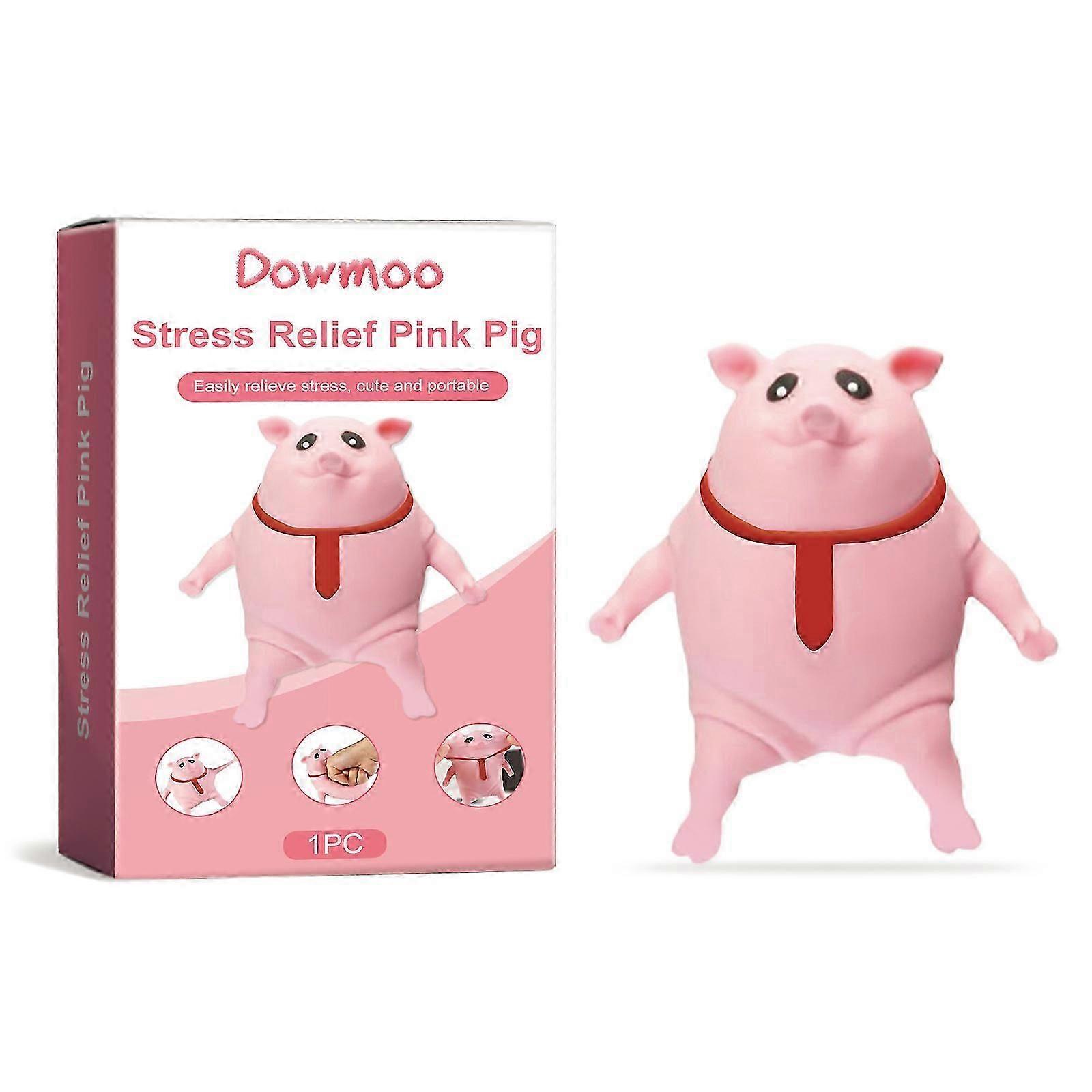 Stress Pink Pig Toy, Funny Cute Pink Pig Squishy Toy, Stress Stretch Pig Toy, Decompress and Squeeze Relief Toy