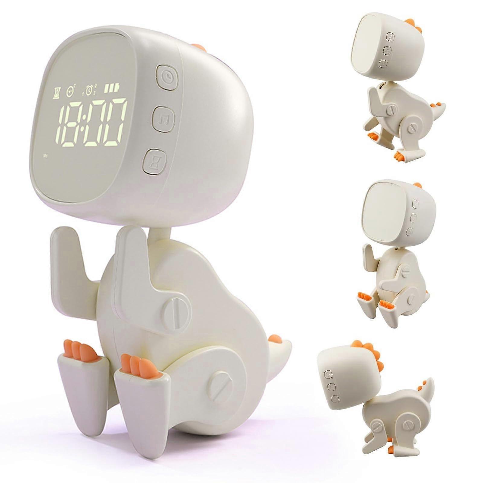 Alarm Clock with Night Light Sleep Trainer 3 Alarm Settings Snooze Adjustable Sound & Brightness USB Rechargeable Beige
