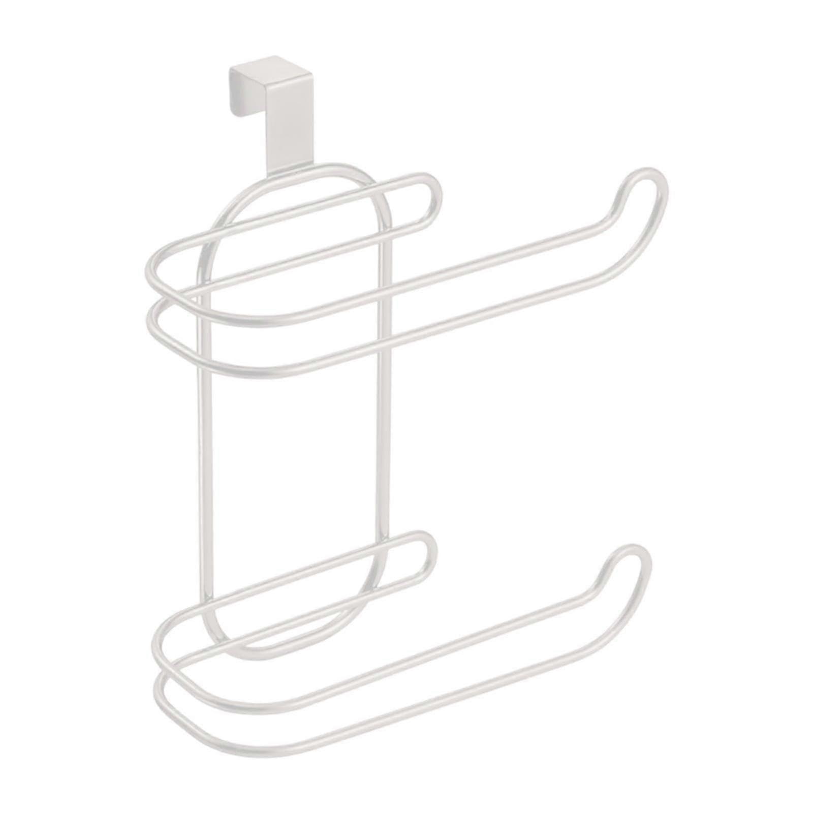 Elegant Toilet Paper Holder with Towel Rack Practical Hanging Metal Mesh Roll Storage Bathroom Accessory White