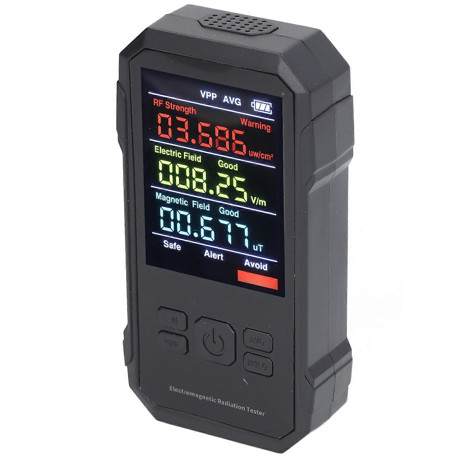 Electromagnetic Radiation Tester with Battery Handheld Digital High Frequency Radiation Detector Black 