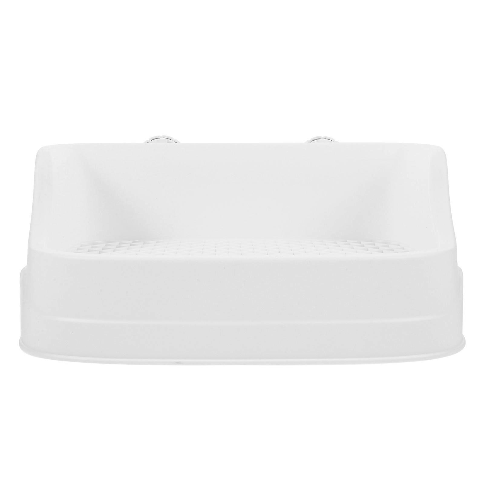 White Pet Toilet for Rabbits Hamsters Guinea Pigs with Removable Tray Durable Plastic Fits Tight