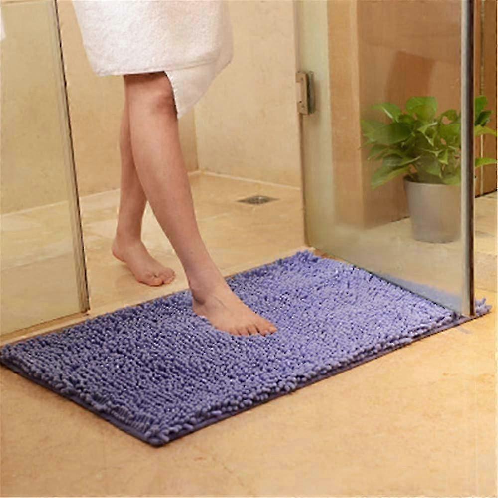 Anti-slip soft and absorbent chenille microfiber machine washable bathroom mat