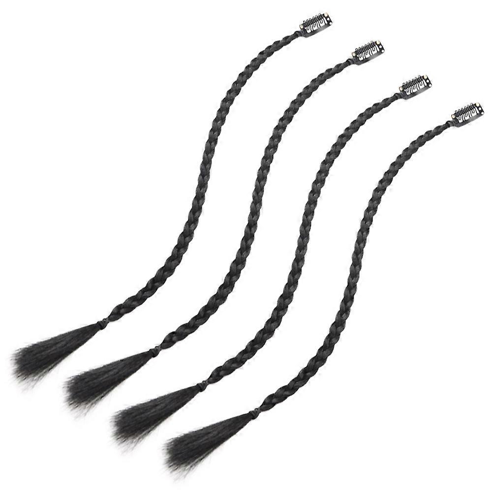 Black Clip In Braid Hair Extensions for Cosplay Use High Temperature Fiber Long Braid Ponytail Extension