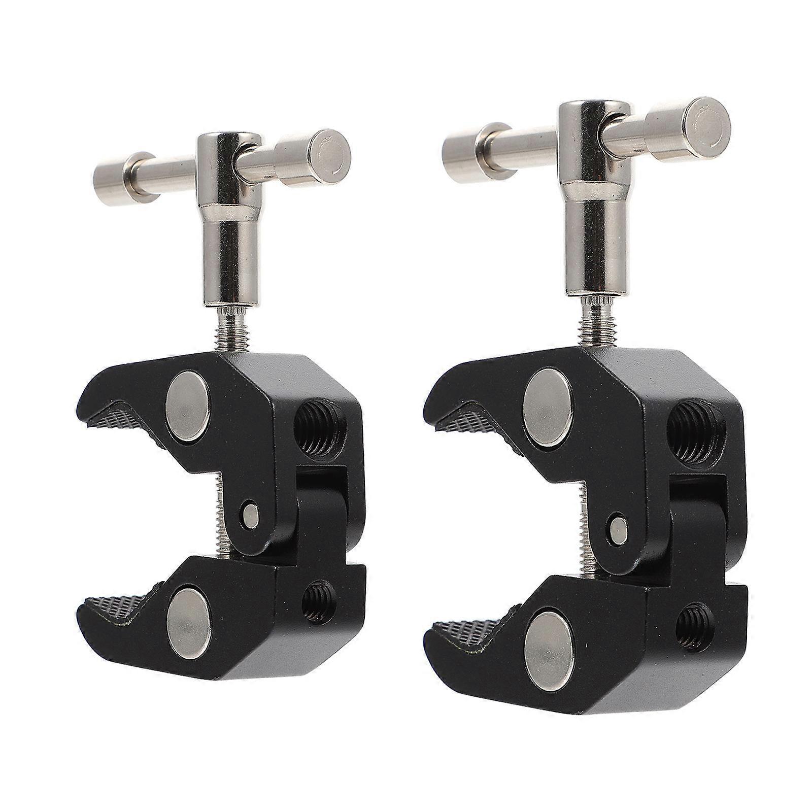 Durable Aluminum Alloy Camera Clamp with 1/4 and 3/8 Inch Threads for Photography Use 2PCS Black