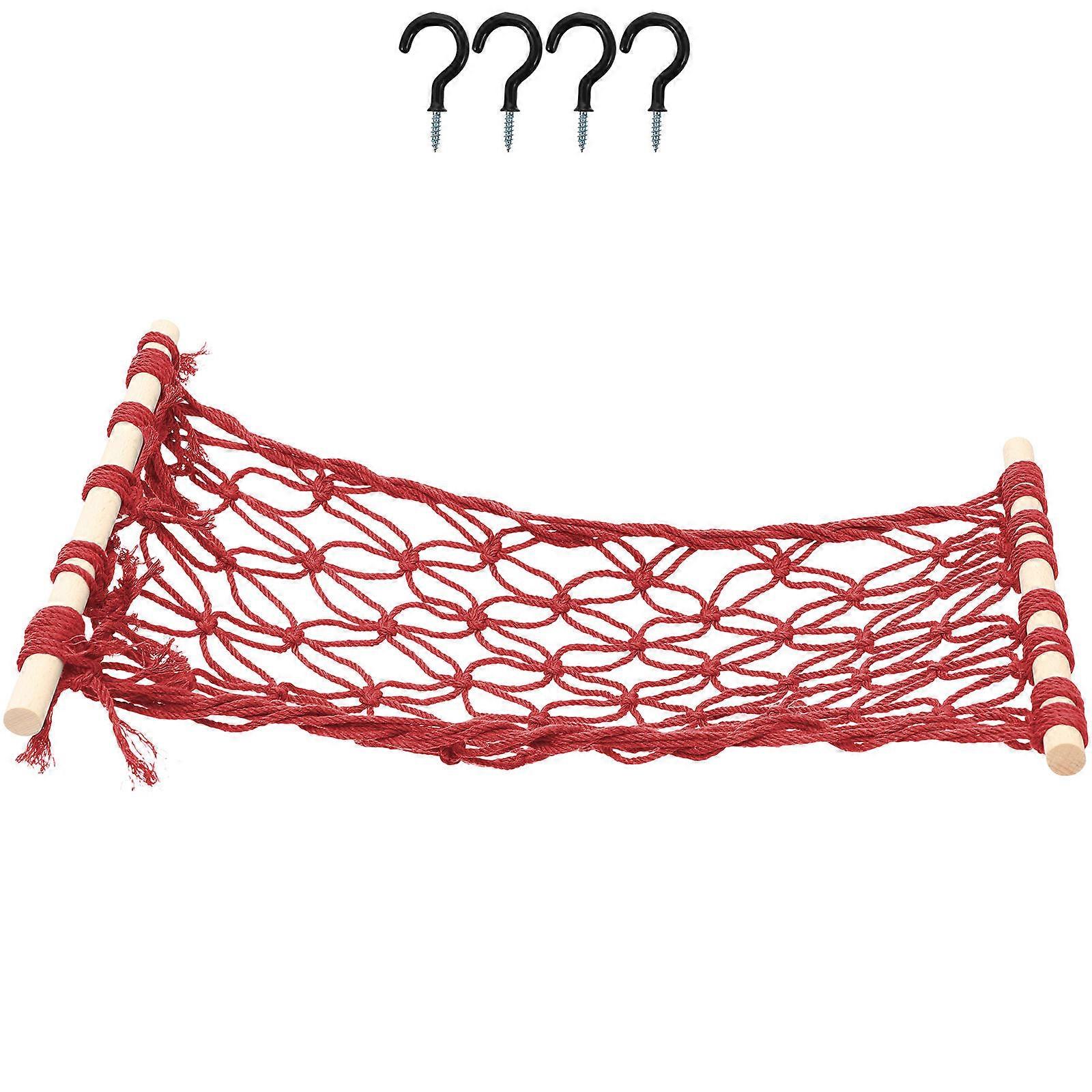 Red Cotton Rope Fruit Hammock with Wood for Balloon Under Cabinet Kitchen Storage organizer 1 Set