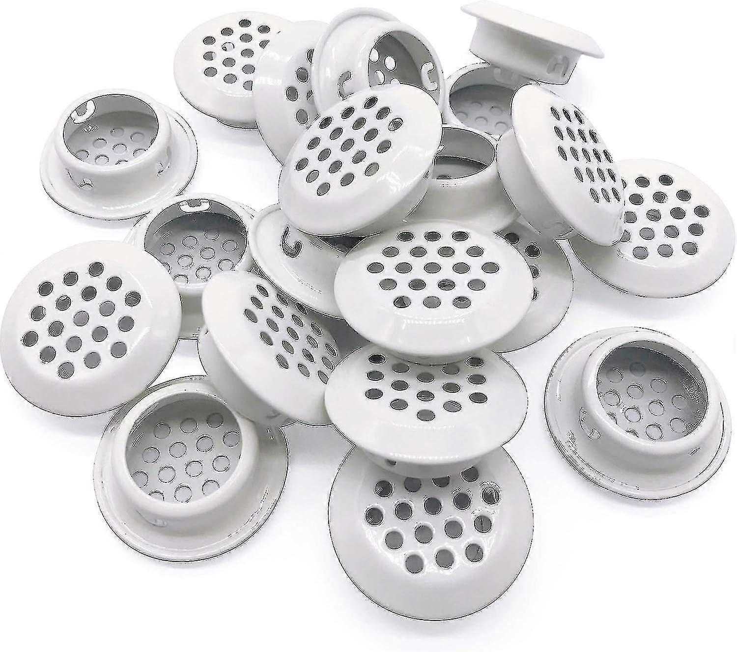 20pcs αεραγωγοί 25mm κυκλική περσίδα τρυπών ματιών πλέγματος εξαερισμού Soffit εξαερισμού 25mm κυκλική για την ντουλάπα ντουλαπιών ντουλαπιών λουτρών λουτρών κουζινών (λευκό)