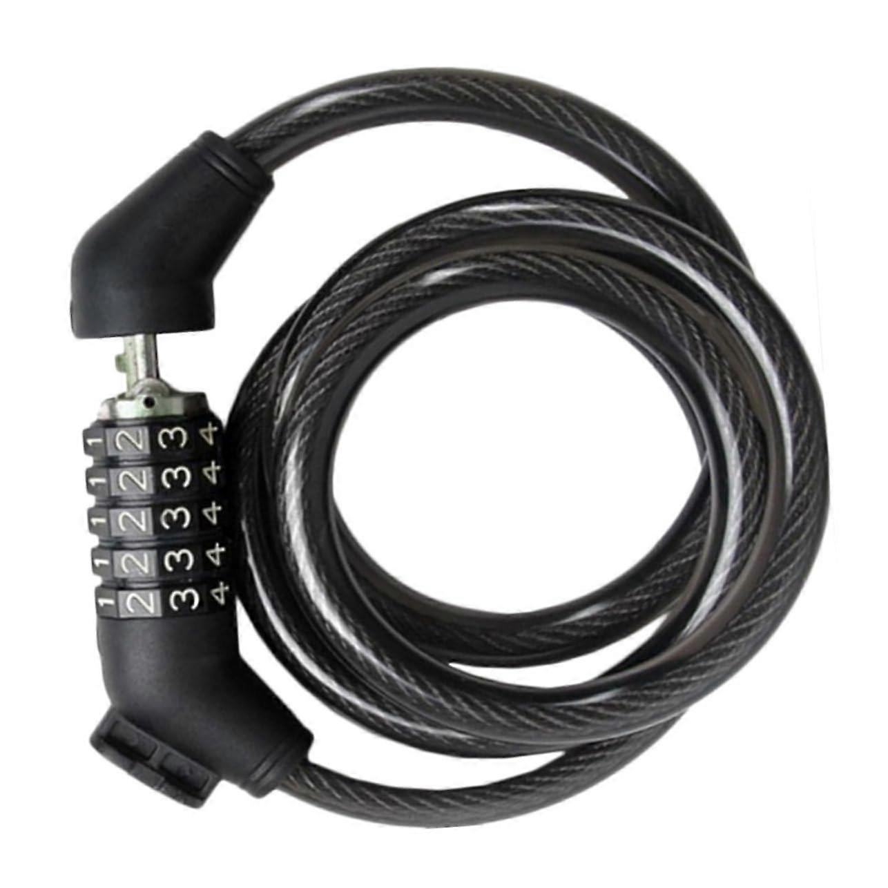 Five-Digit Password Lock Bicycle Lock Portable Cable Lock for Mountain Bikes Motorcycles and Scooters Compact Theft Protection