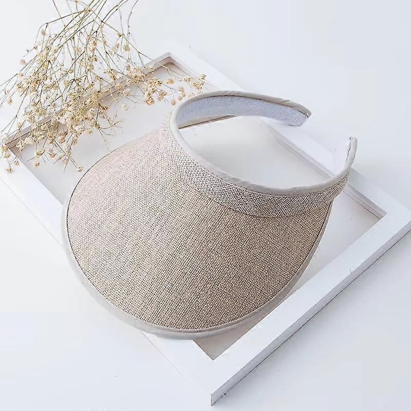 Women Summer Empty Top Visors Sun Hat Simple Solid Color Wide Brim Sunscreen Cap Female Outdoor Adjustable Travel Beach Hats