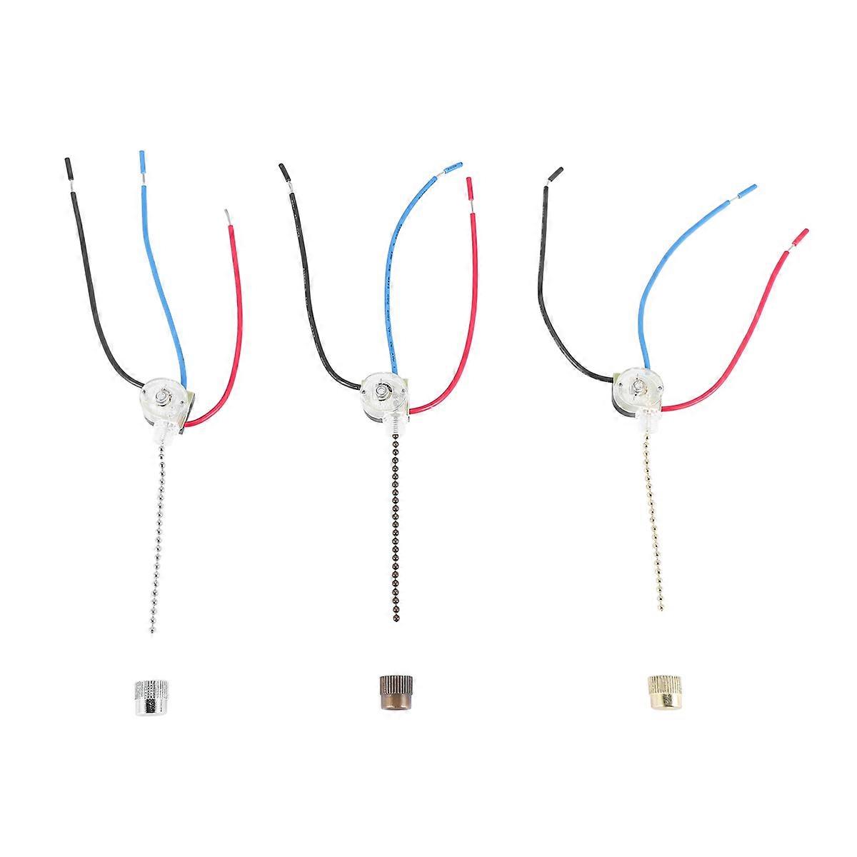 3Pack Ceiling Fan Light Switch ZE-110 Fan Switch 3 Way Speed Fan Switch Ceiling Pull Chain Switch Replacement