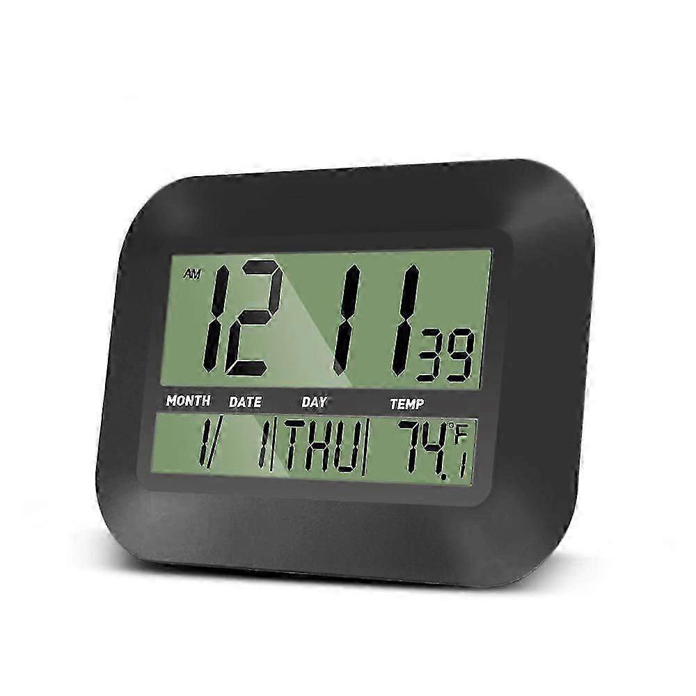 Digital wall clock battery operated temperature date and day alarm clock for home office use