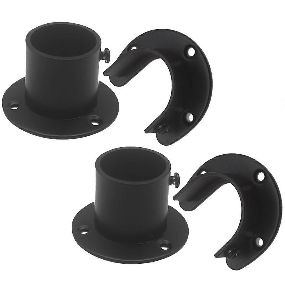 Black Stainless Steel Closet Rod Bracket for Home Use Adjustable Support for Balcony Bathroom Kitchen 4pcs