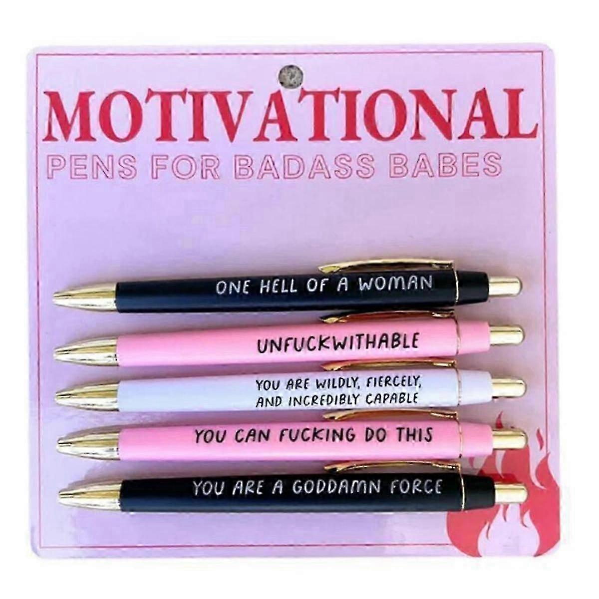 مجموعة قلم بدس تحفيزية ، 5 قطع مضحكة أقلام حبر جاف يومية هدايا مكتبية