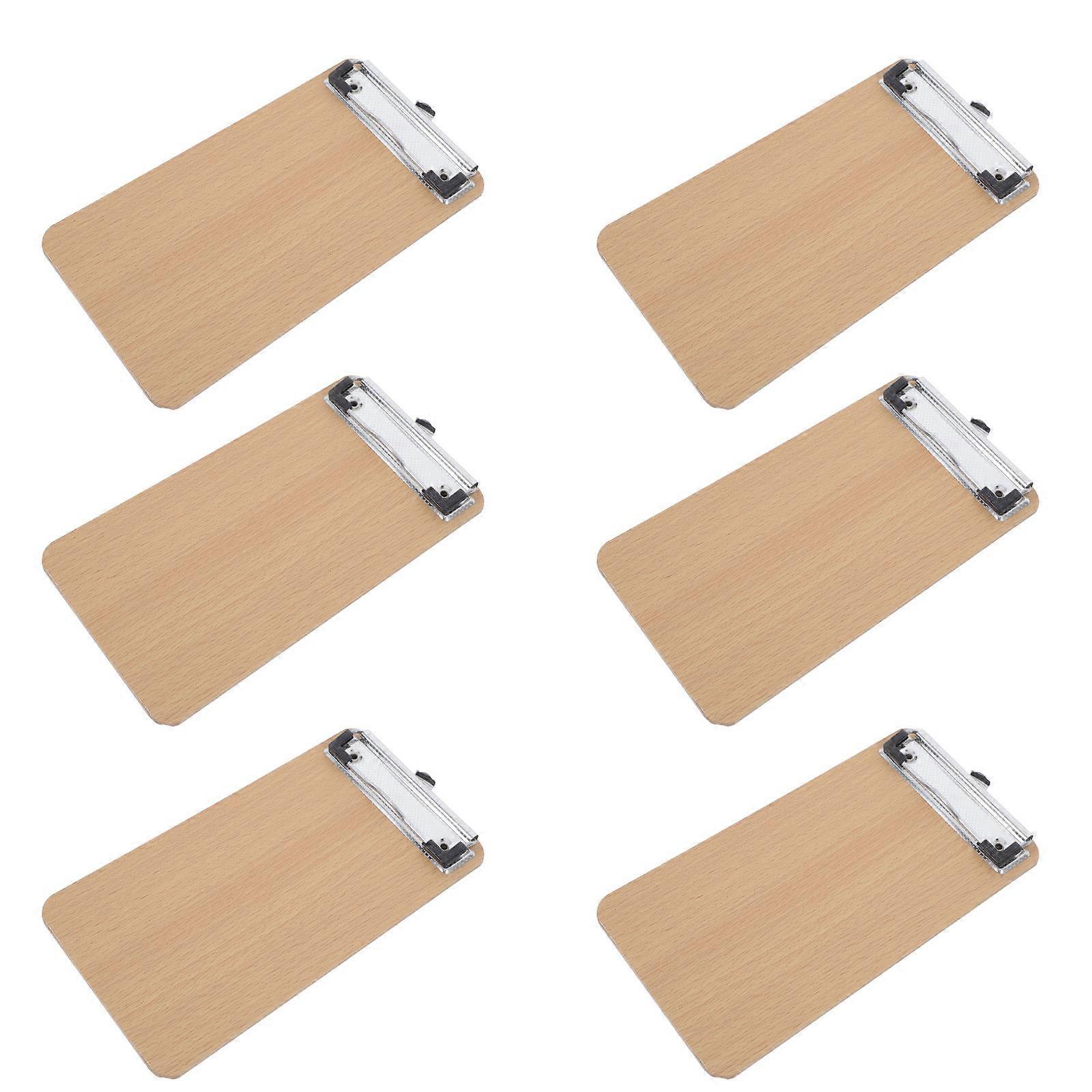 Hemoton 6pcs Wooden Clipboard Multi Functional Wood Drawing Board Menu Clip for Office School and Restaurant Use