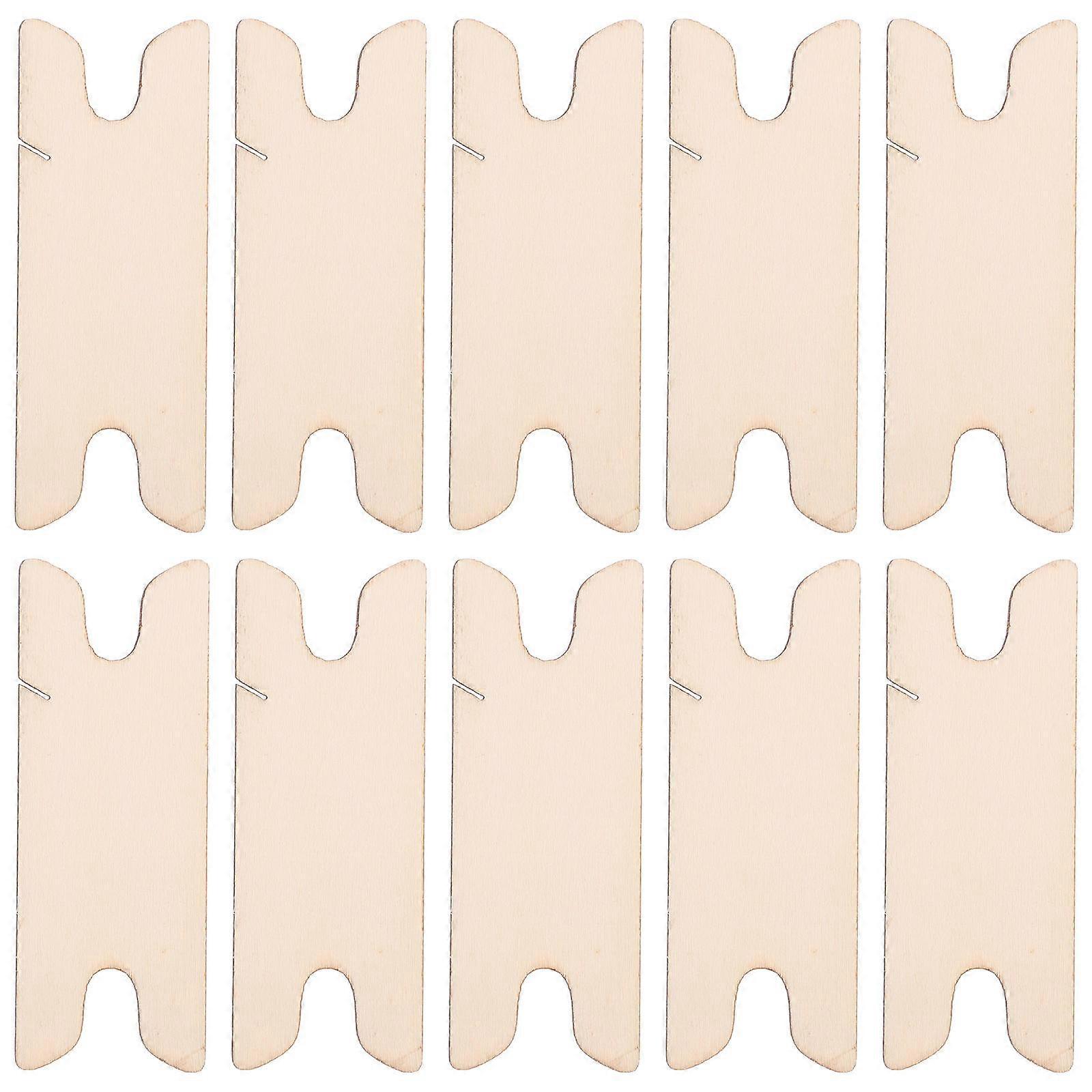 10Pcs Beige Wood Weaving Kit For Handmade Projects And On-the-go Crafting Rectangular Weaving Tools And Accessories