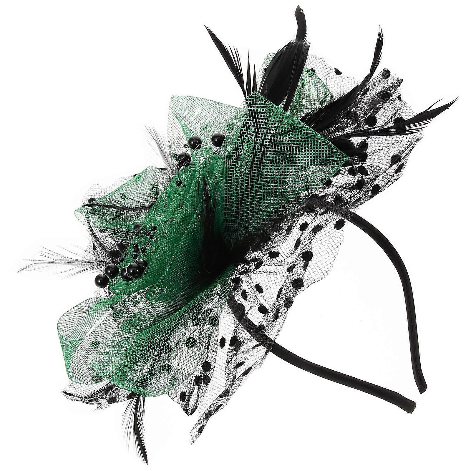 Rosy Artificial Plume ABS Nylon Hair Clip with Elastic Headband for .5 Inch