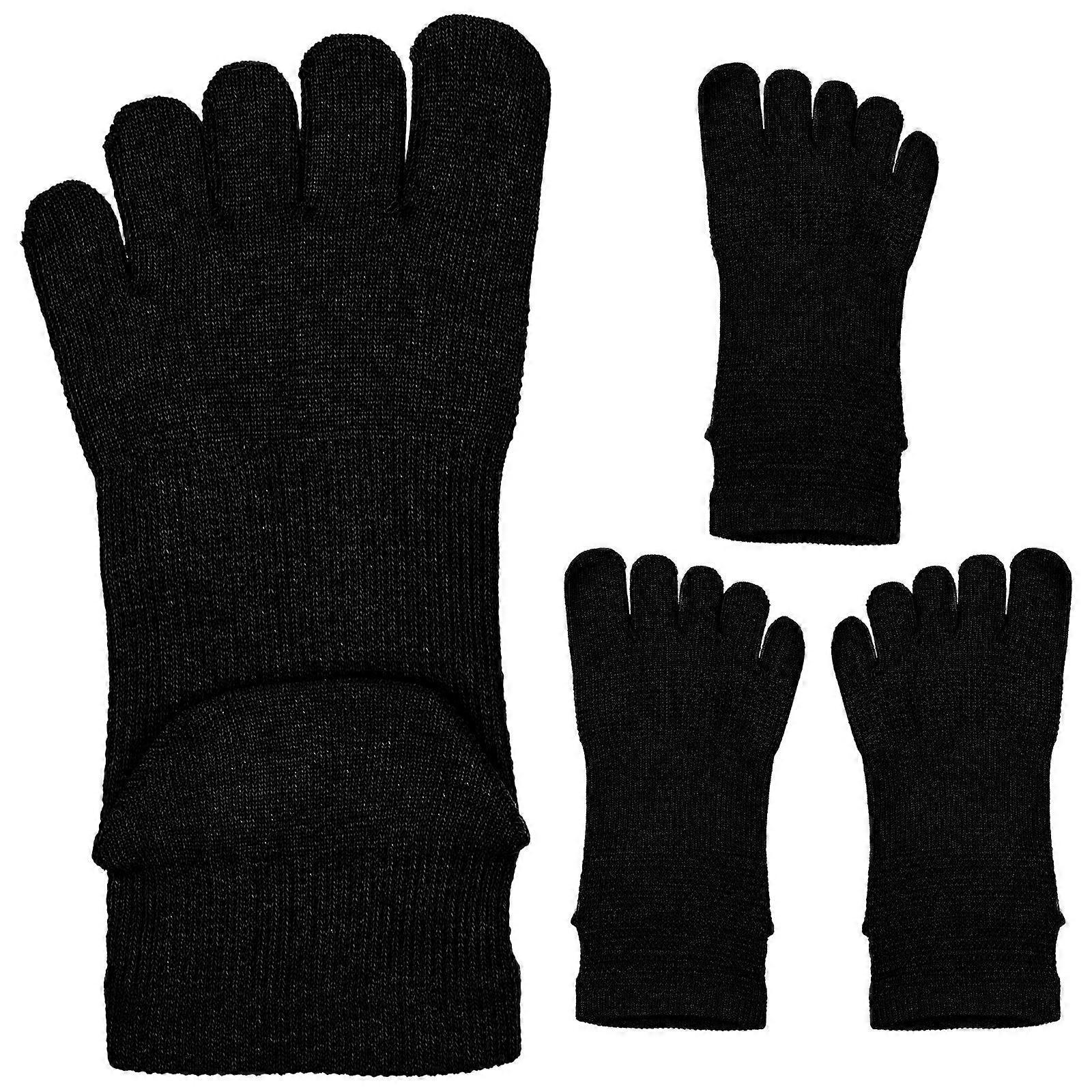 Black Toe Separator Socks for Women Quick Moisture Wicking Odor Free Cotton Polyester Size 2 Pairs